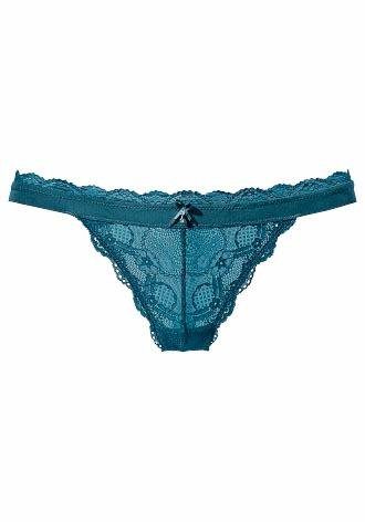 Lascana String Premium Dessous van delicate kant met fijne decoratieve strik en accessoire