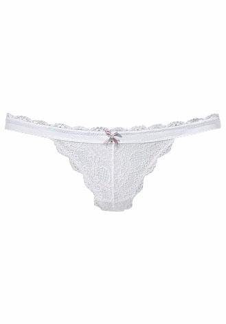 Lascana String Premium Dessous van delicate kant met fijne decoratieve strik en accessoire