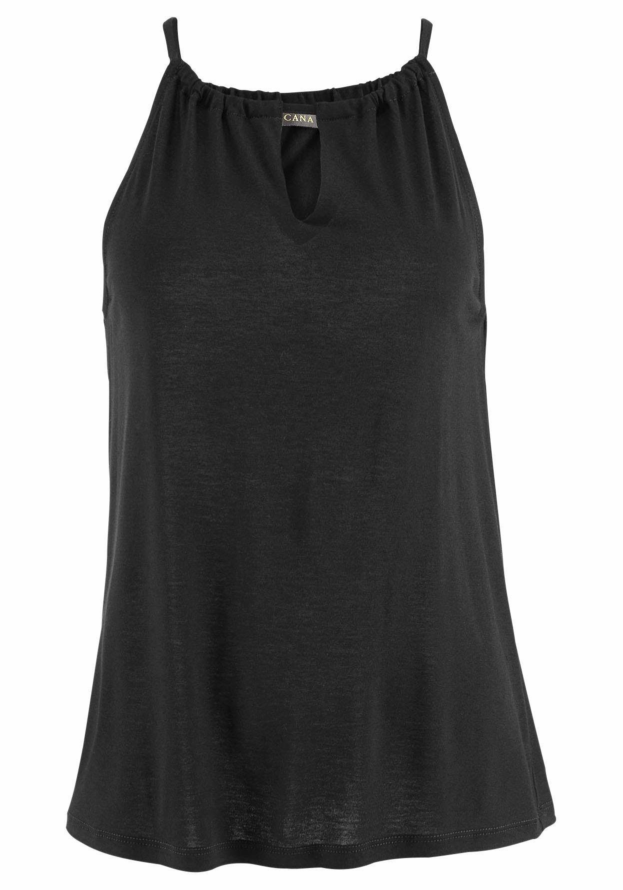 Lascana Top met spaghettibandjes met split aan de hals, eenvoudig zomertop, basic