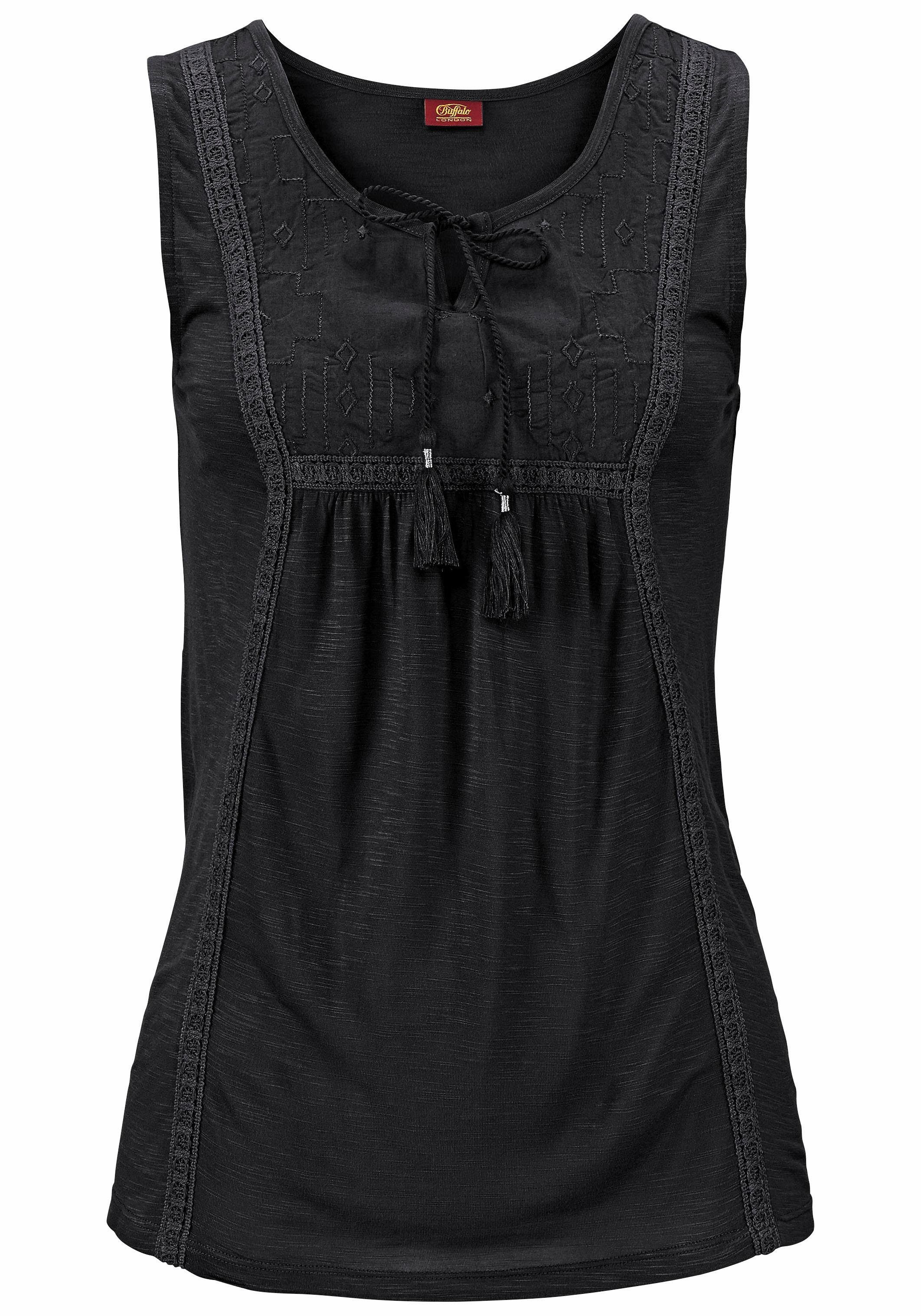 Buffalo Tanktop met borduursel, zomertop, viscose