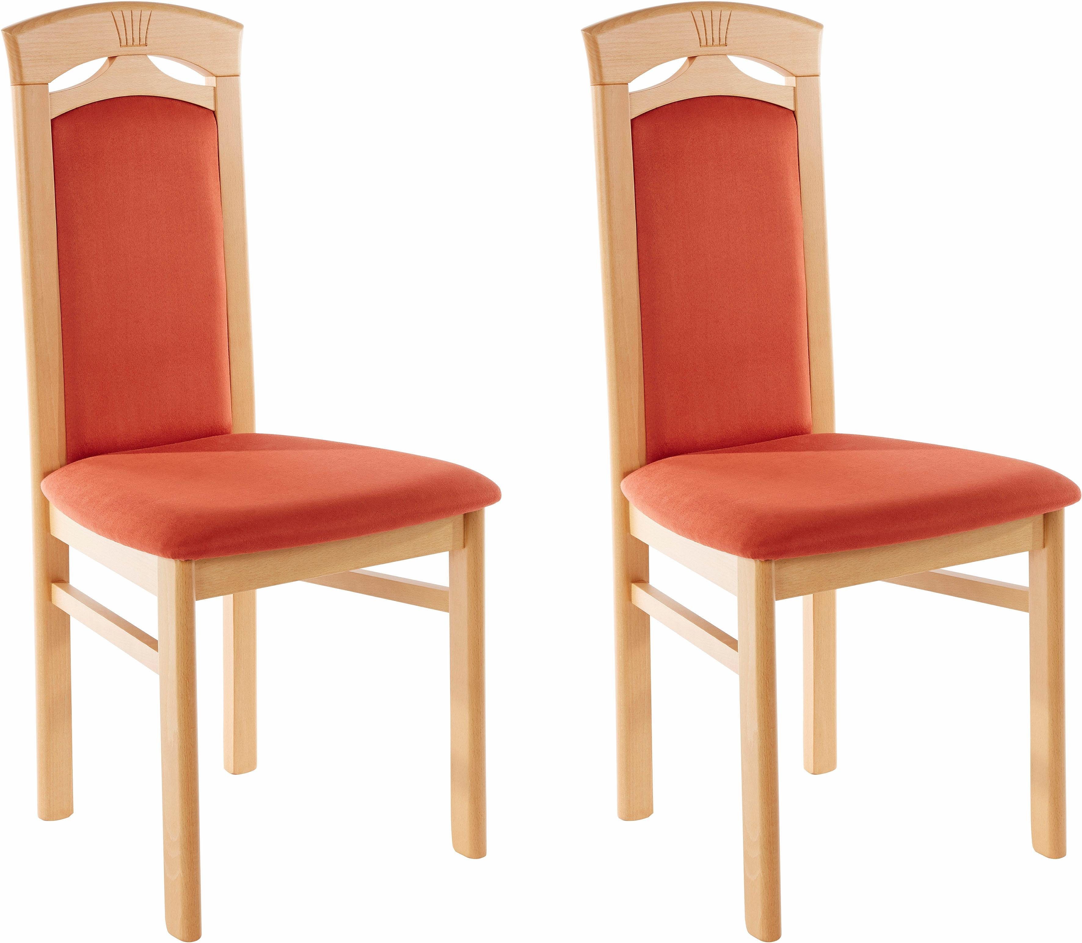 Home affaire Eetkamerstoel Anthony Houten stoel met decoratief freeswerk (set, 2 stuks)