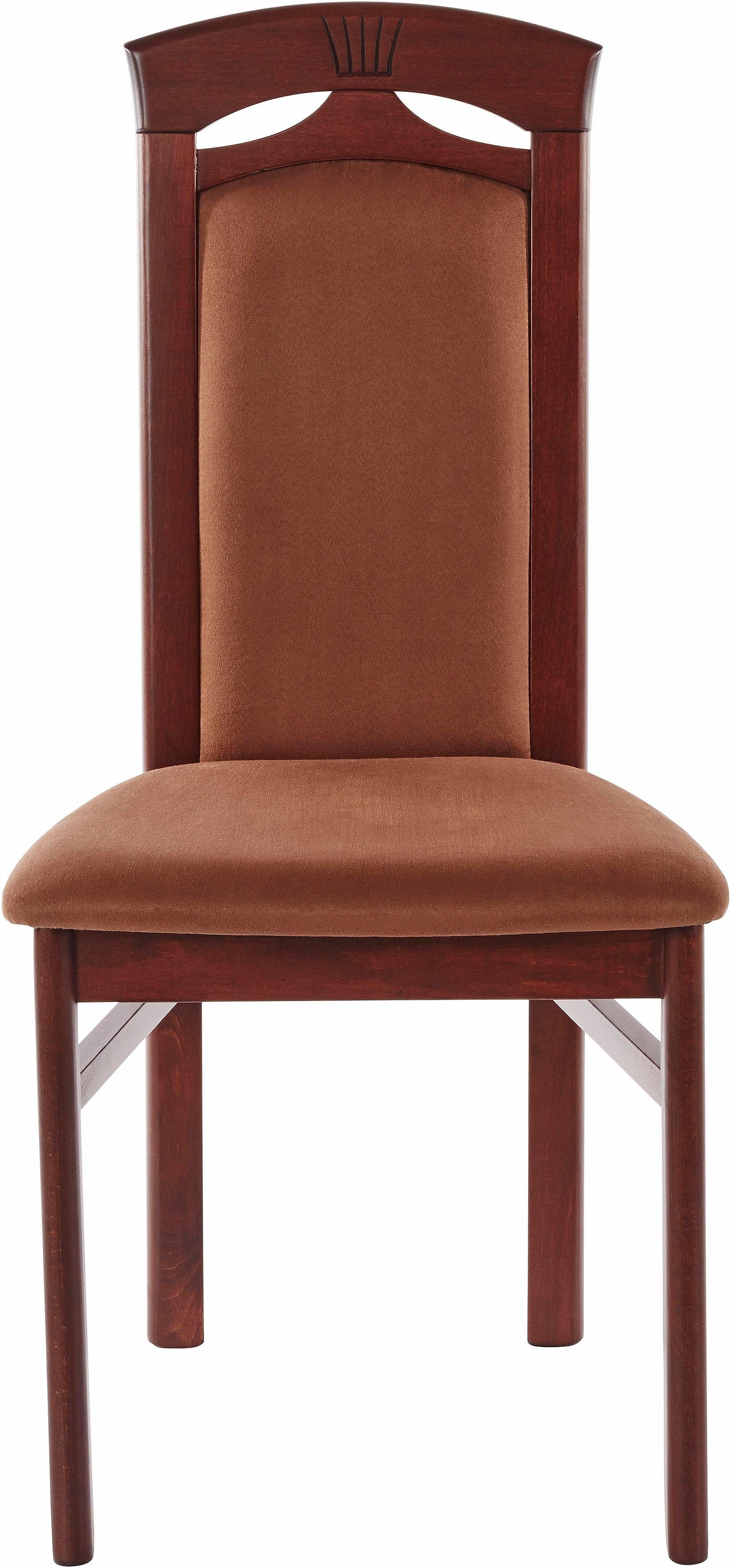 Home affaire Eetkamerstoel Anthony Houten stoel met decoratief freeswerk (set, 2 stuks)