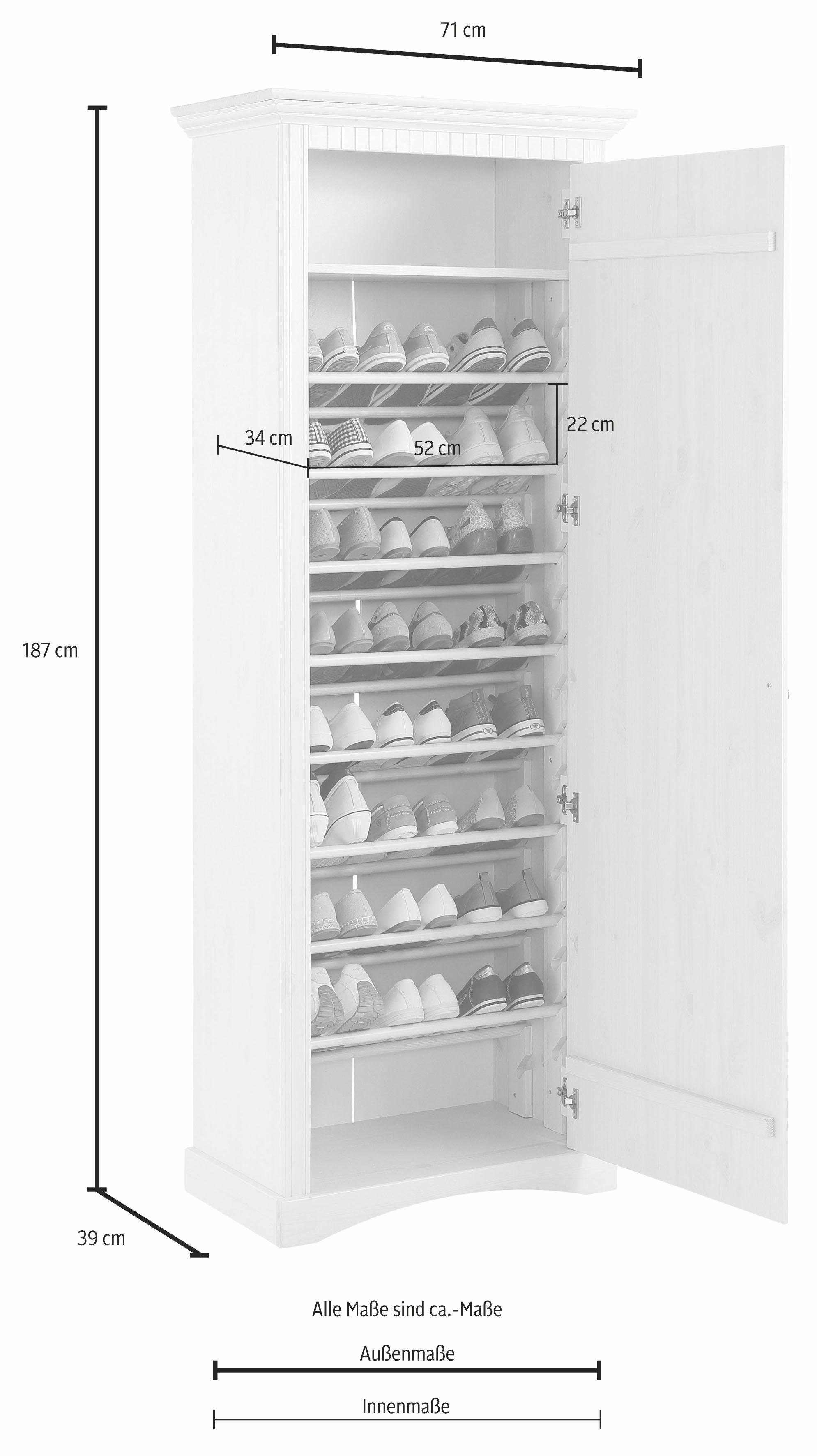Home affaire Schoenenkast Rustiek gemaakt van massief, fsc-gecertificeerd grenen, 71 cm breed