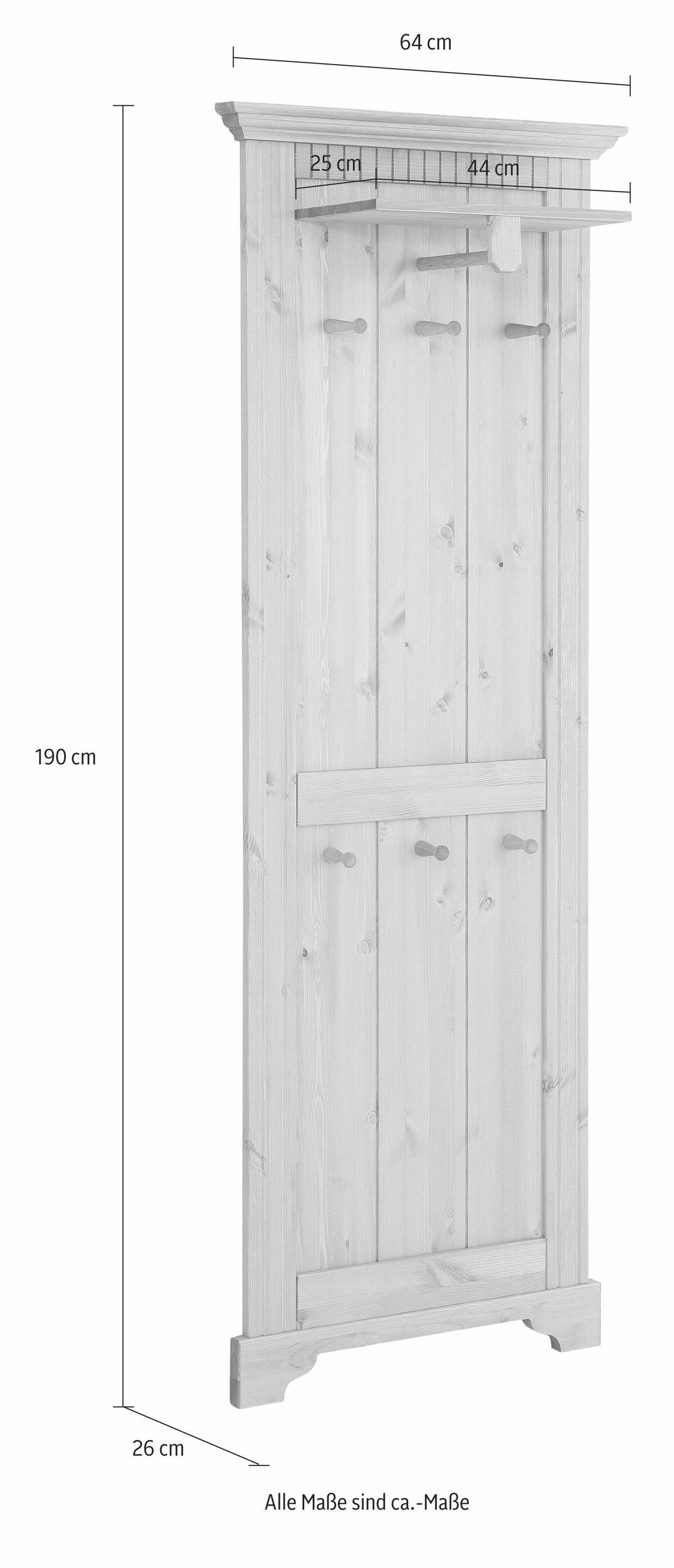 Home affaire Kapstokpaneel Rustiek gemaakt van massief, fsc-gecertificeerd grenen, 64 cm breed