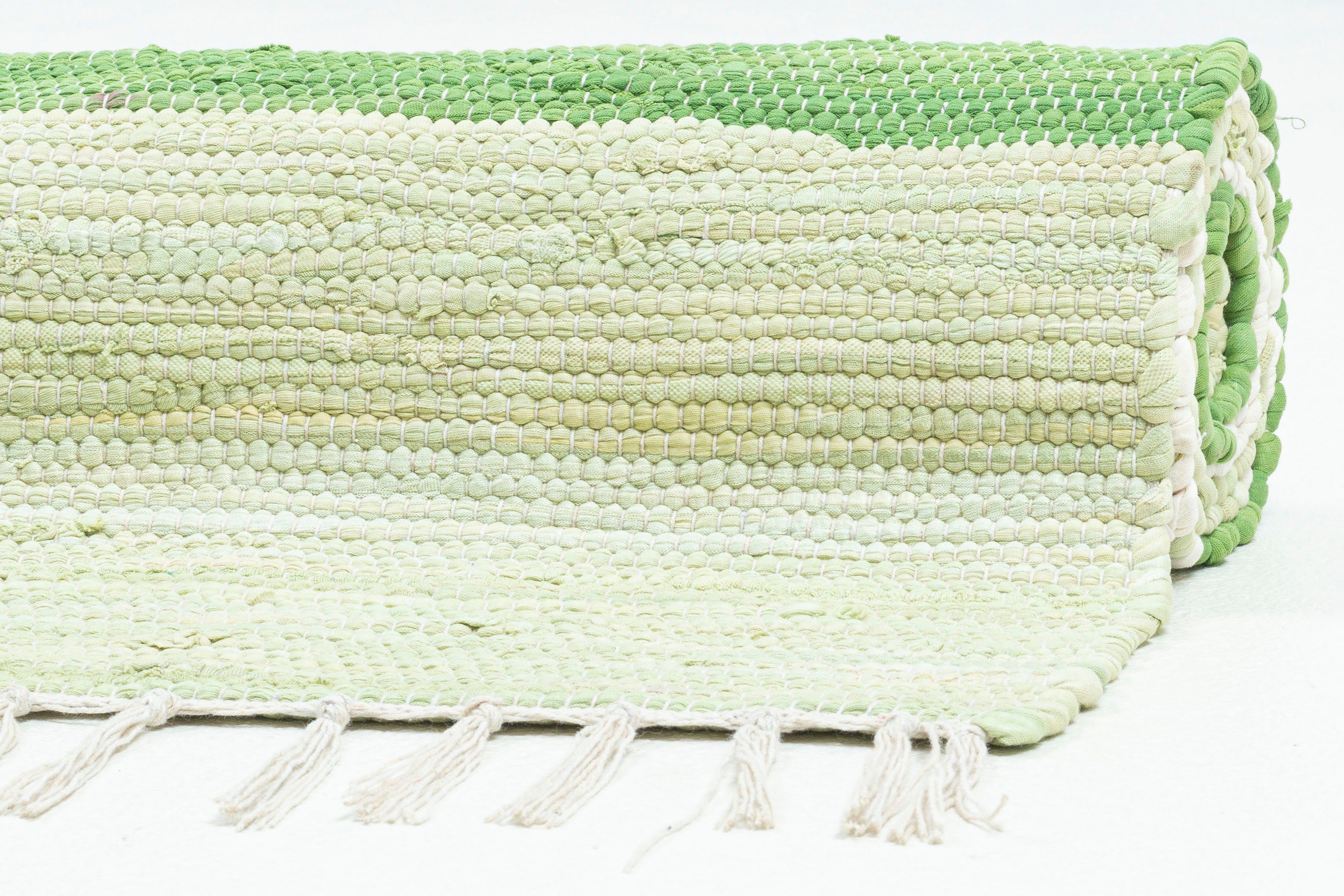 THEKO Vloerkleed Stripe Cotton Platweefsel, gestreept, puur katoen, met de hand geweven, met franje
