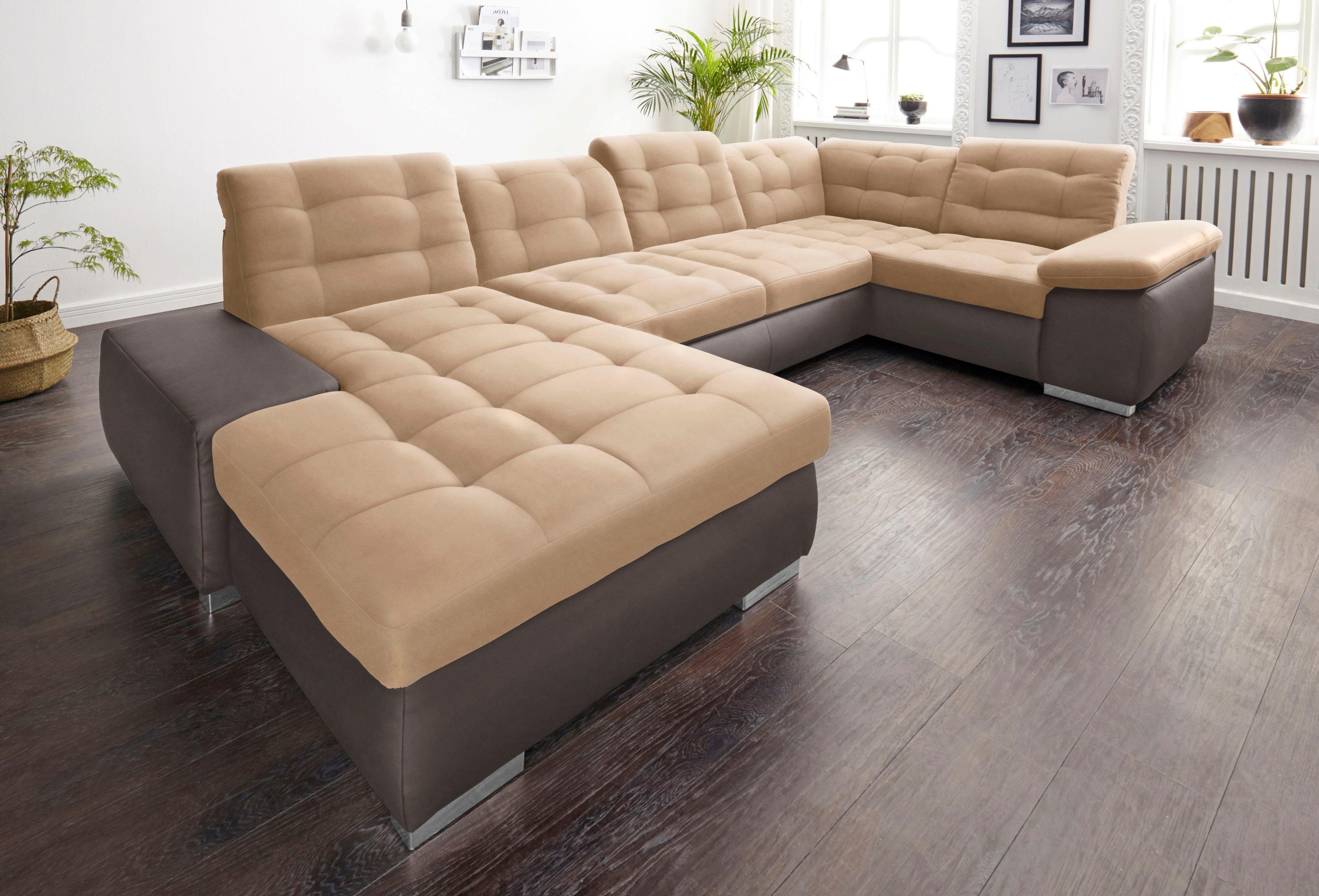 sit&more Zithoek Ontario U-vorm XXL, optioneel met slaapfunctie bruin, zithoeken, Récamier links, XXL-met slaapfunctie