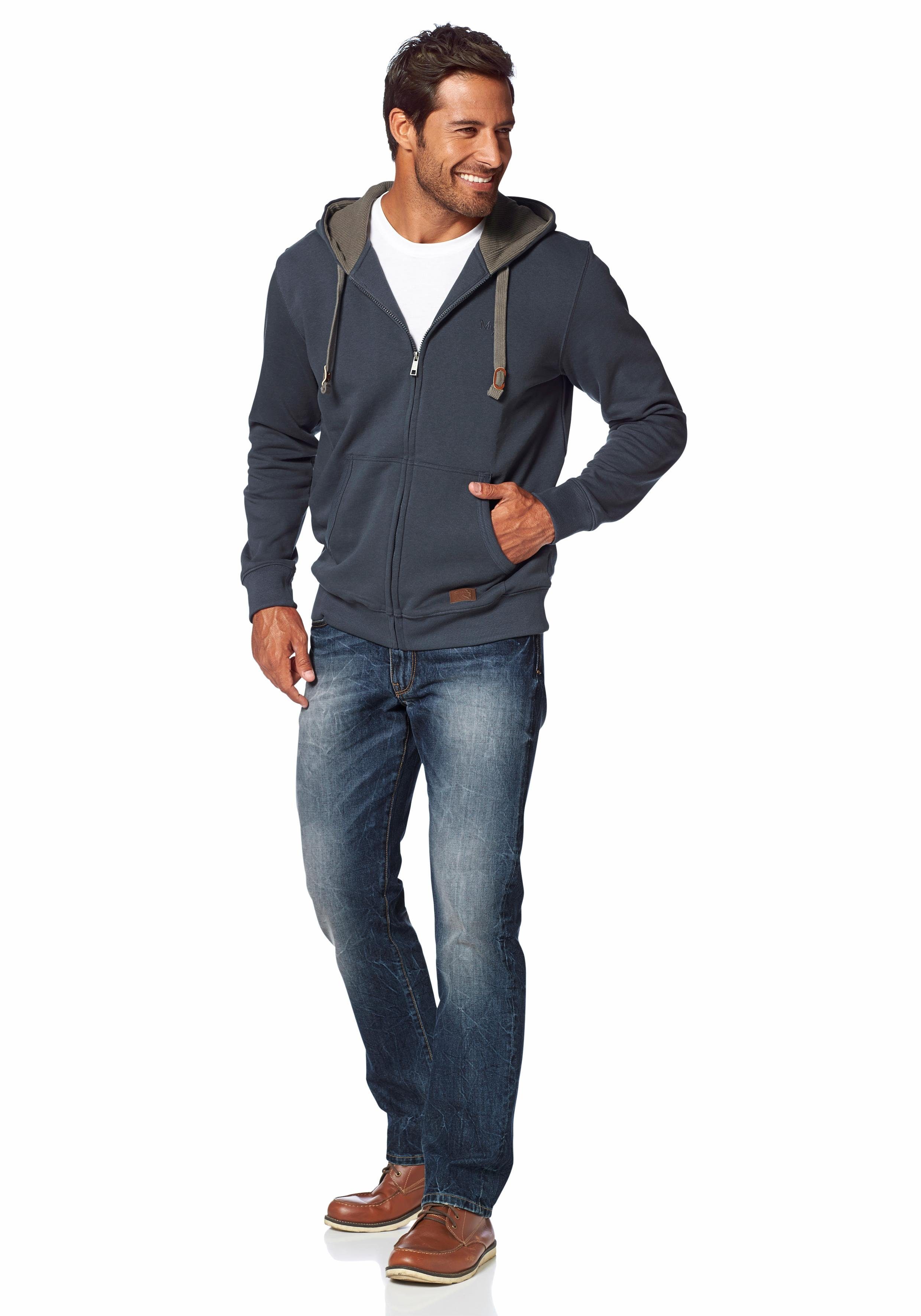 Man's World Capuchonsweatvest met contrastkleurige voering