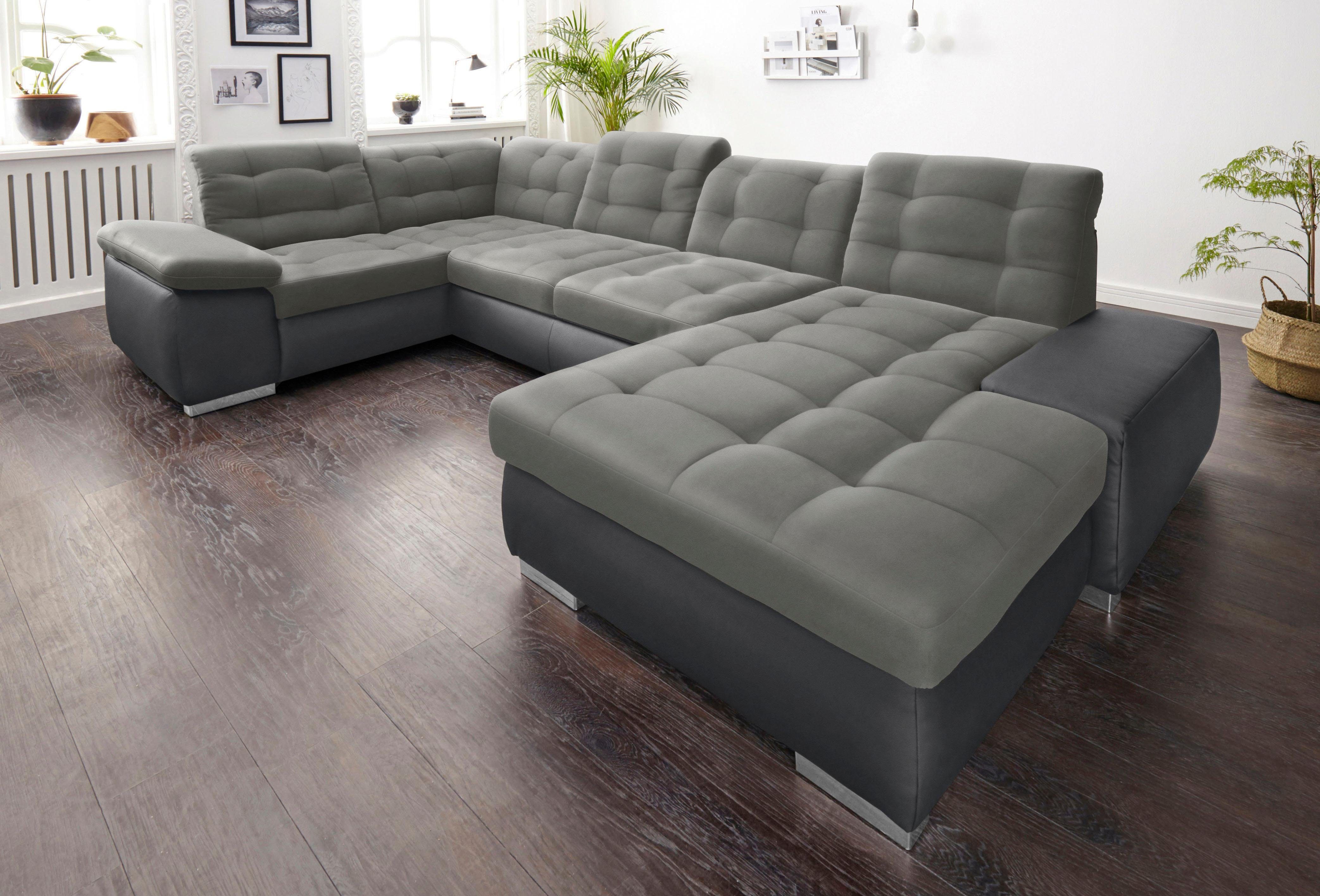 sit&more Zithoek Ontario U-vorm XXL, optioneel met slaapfunctie grijs, zithoeken, Breedte ligoppervlak: 275 cm, Lengte ligoppervlak: 134 cm