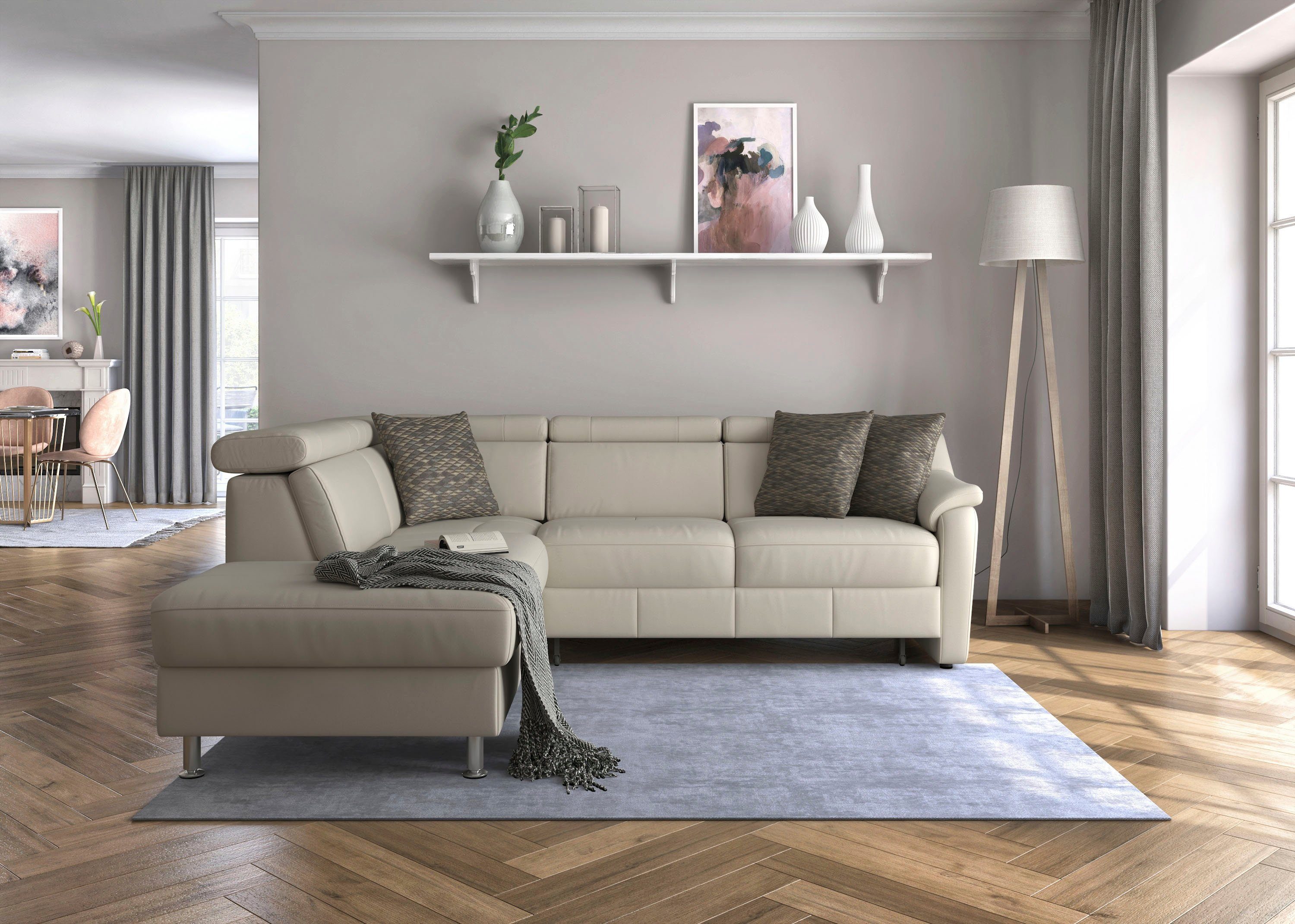 sit&more Hoekbank Freetown L-vorm met verstelbare hoofdsteun en comfortabele binnenvering