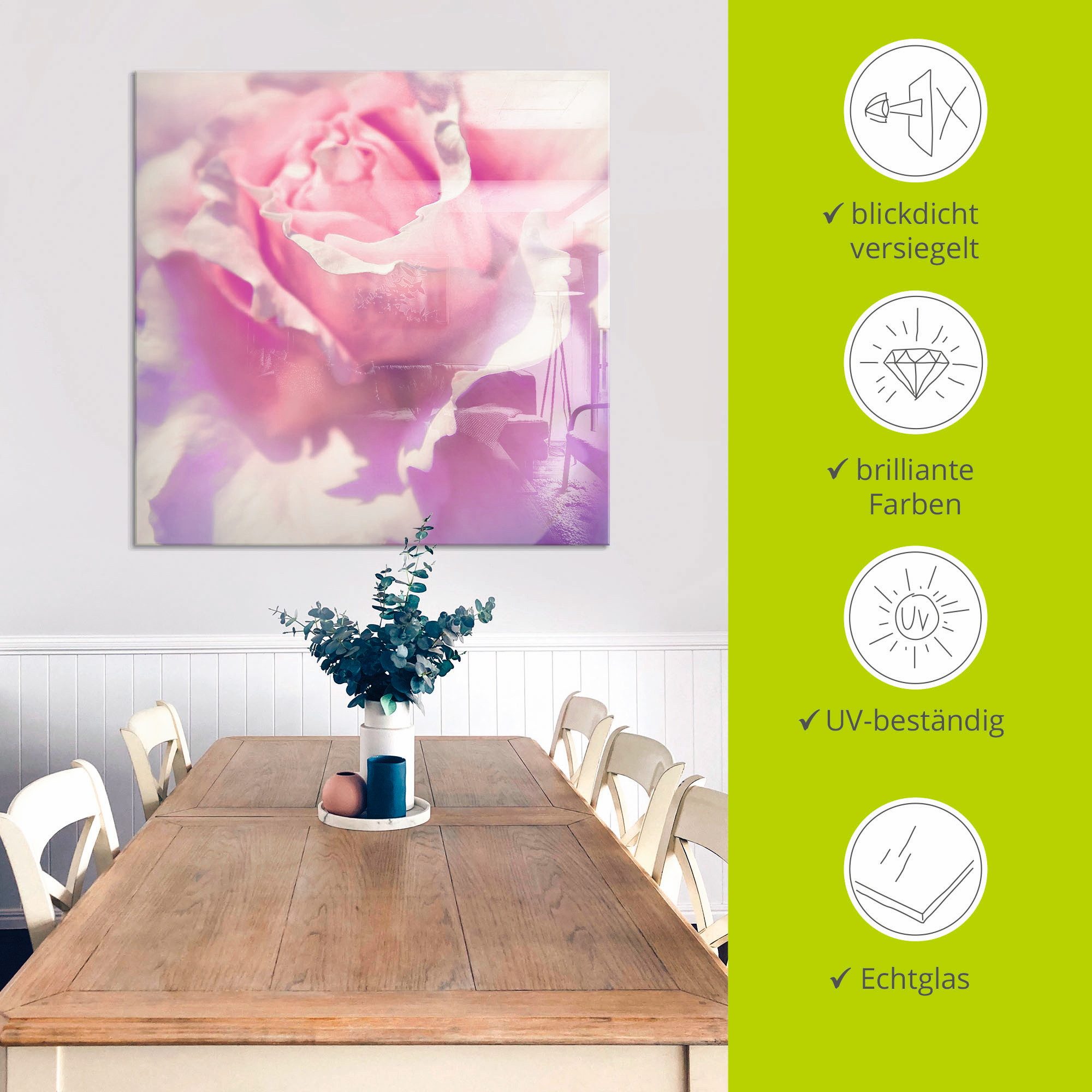 Artland Print op glas Roze in verschillende maten