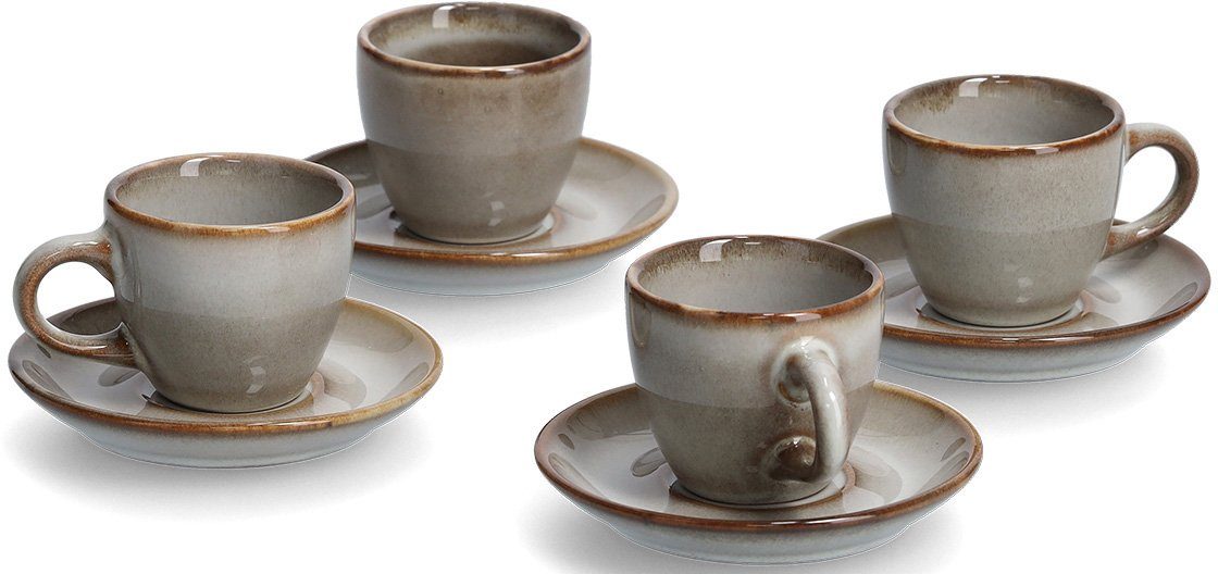 Zeller Present Espressokopje vaatwasmachinebestendig, 8-delig (4 kopjes, 4 schotels) (set, 8-delig) koffie & thee grijs
