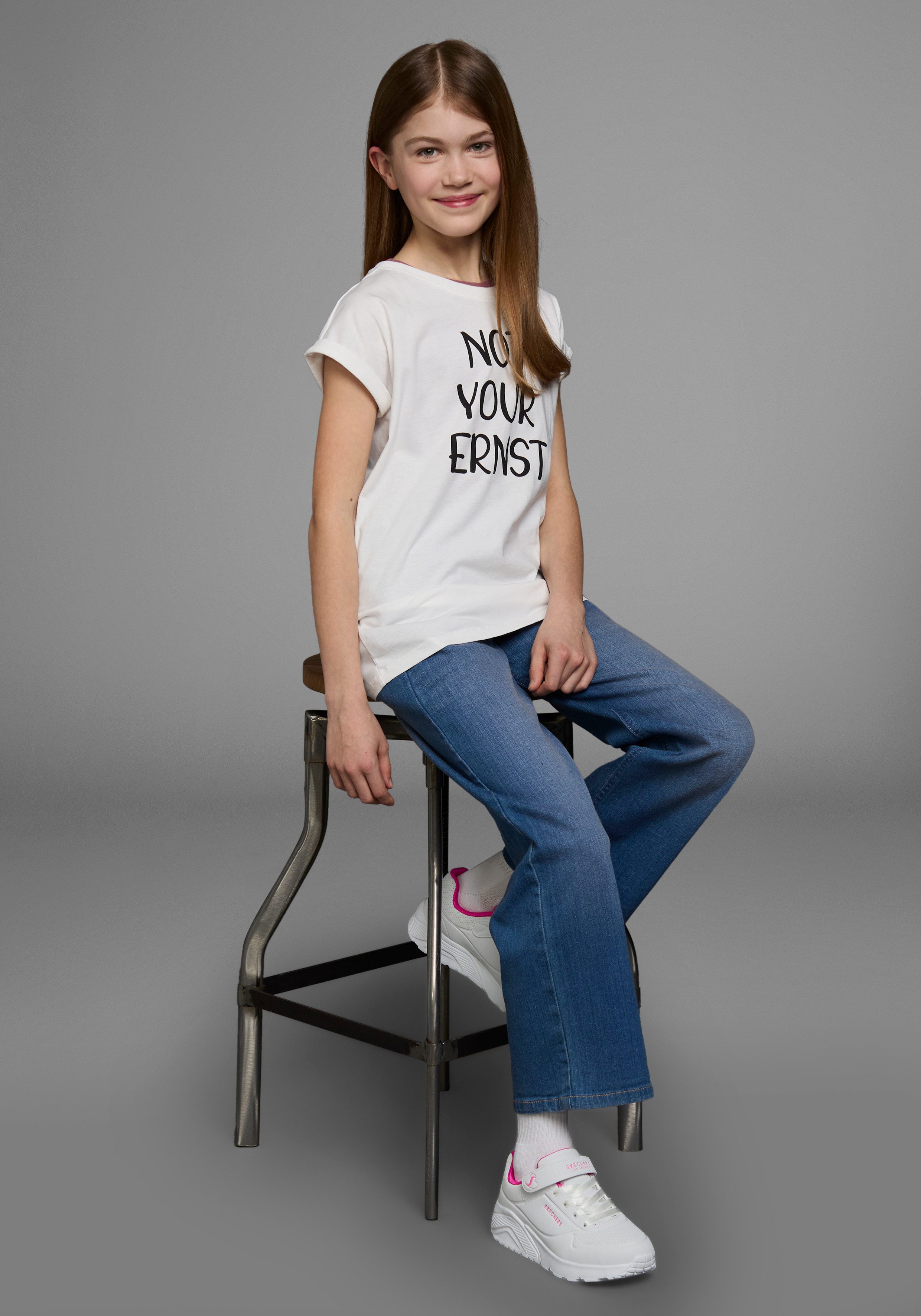 KIDSWORLD T-shirt NOT YOUR ERNST Korte mouwen, bedrukt, ronde hals, van katoen