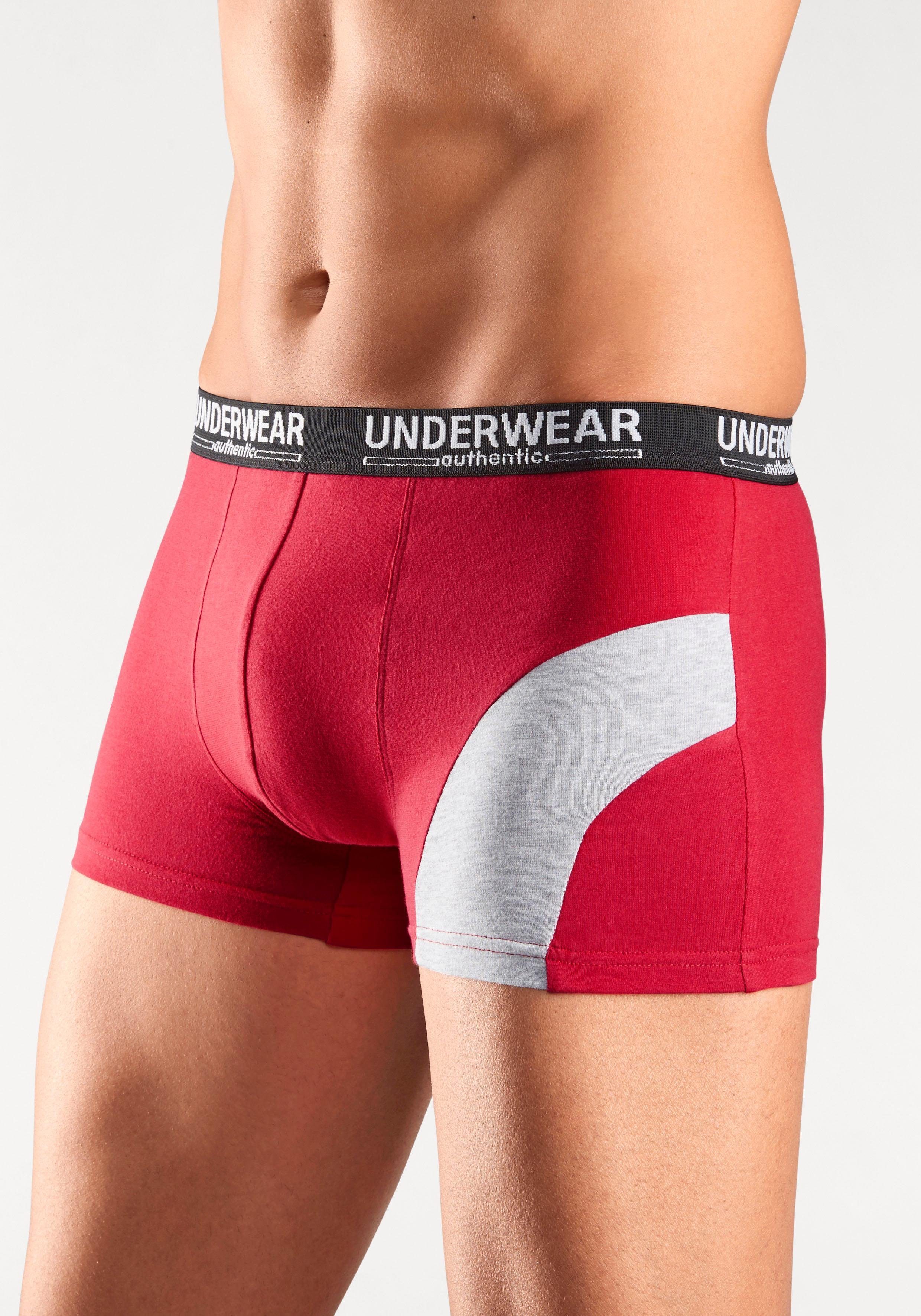 AUTHENTIC UNDERWEAR Boxershort voor heren met een contrastkleurige inzet (set, 4 stuks)