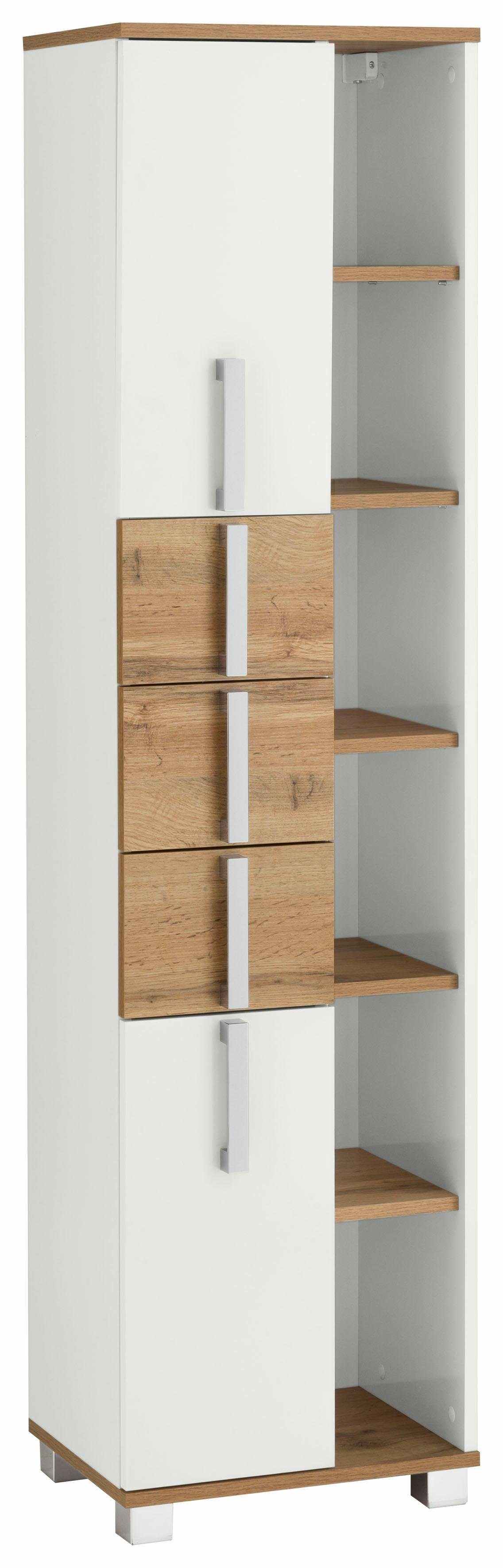Schildmeyer Hoge kast Kampen made in Germany Hoogte 163,7 cm, met metalen handgrepen, bergruimte door open schappen hoge kasten beige