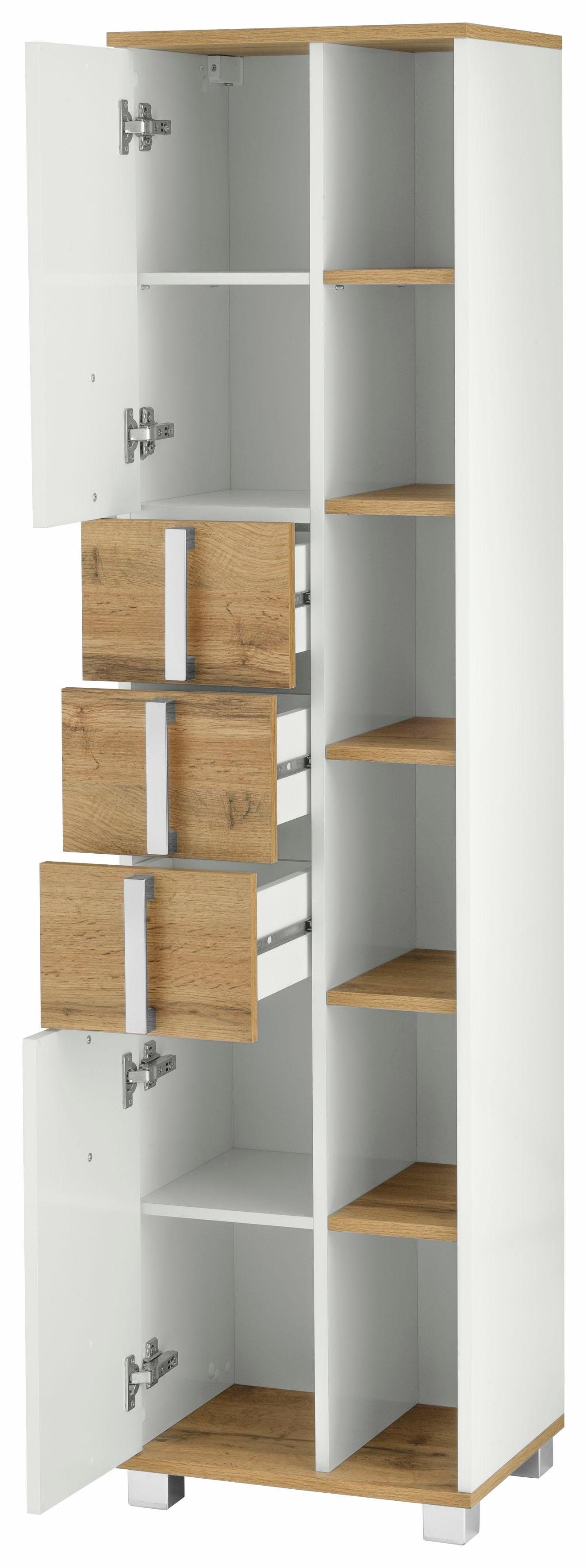Schildmeyer Hoge kast Kampen made in Germany Hoogte 163,7 cm, met metalen handgrepen, bergruimte door open schappen
