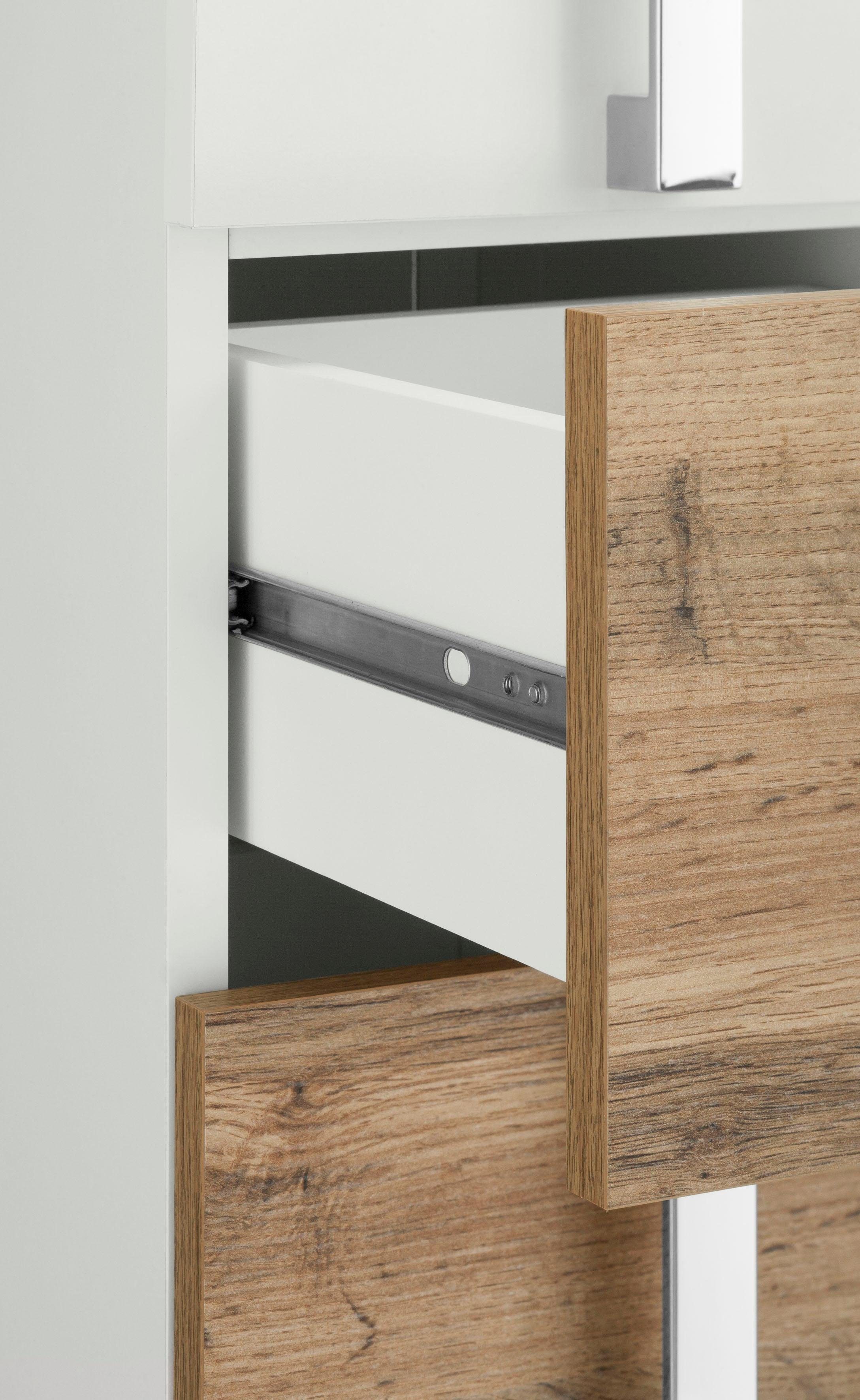 Schildmeyer Hoge kast Kampen made in Germany Hoogte 163,7 cm, met metalen handgrepen, bergruimte door open schappen
