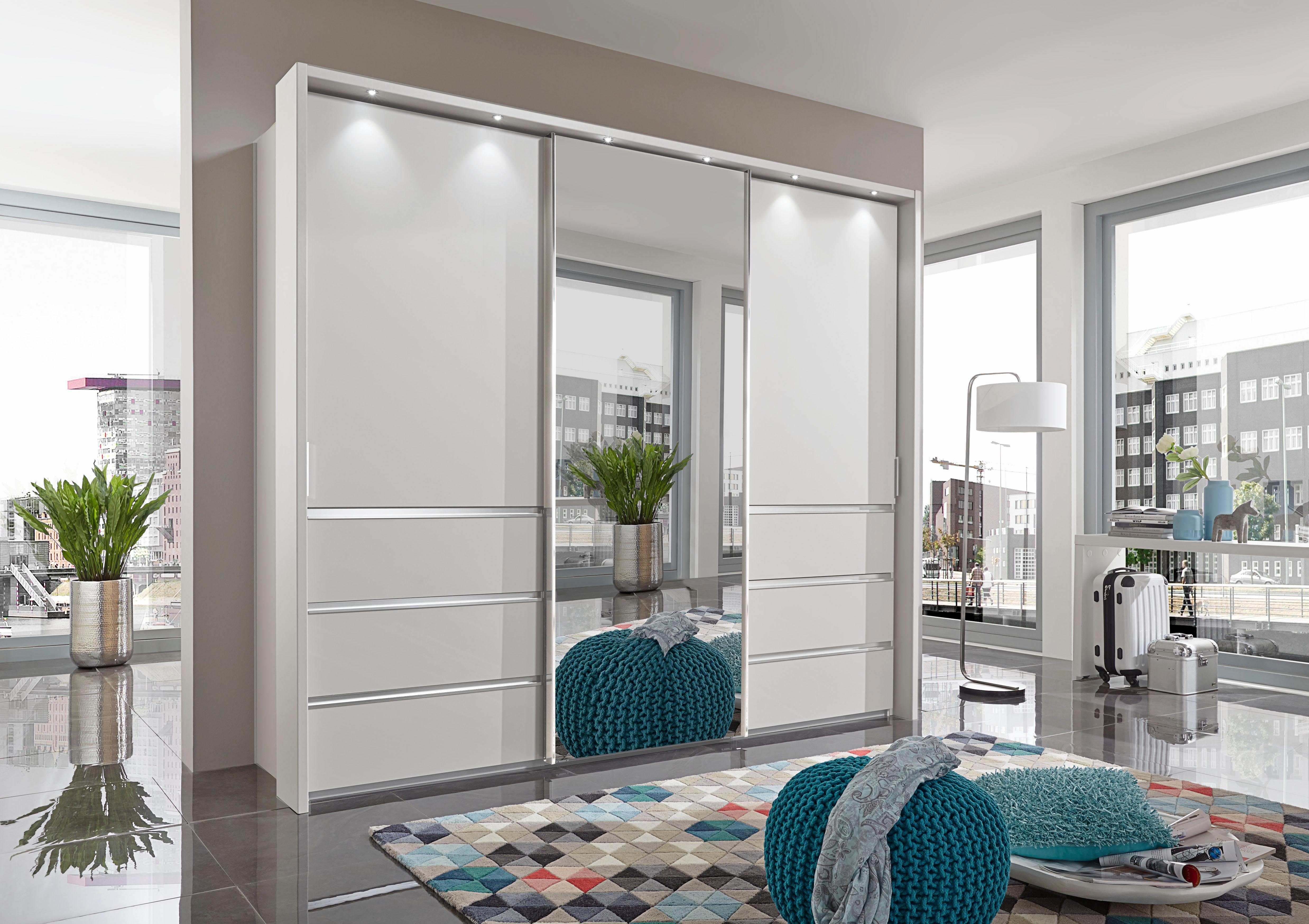 WIEMANN Zweefdeurkast Malibu met spiegel zweefdeurkasten maat 300 cm x 217 cm x 67 cm wit