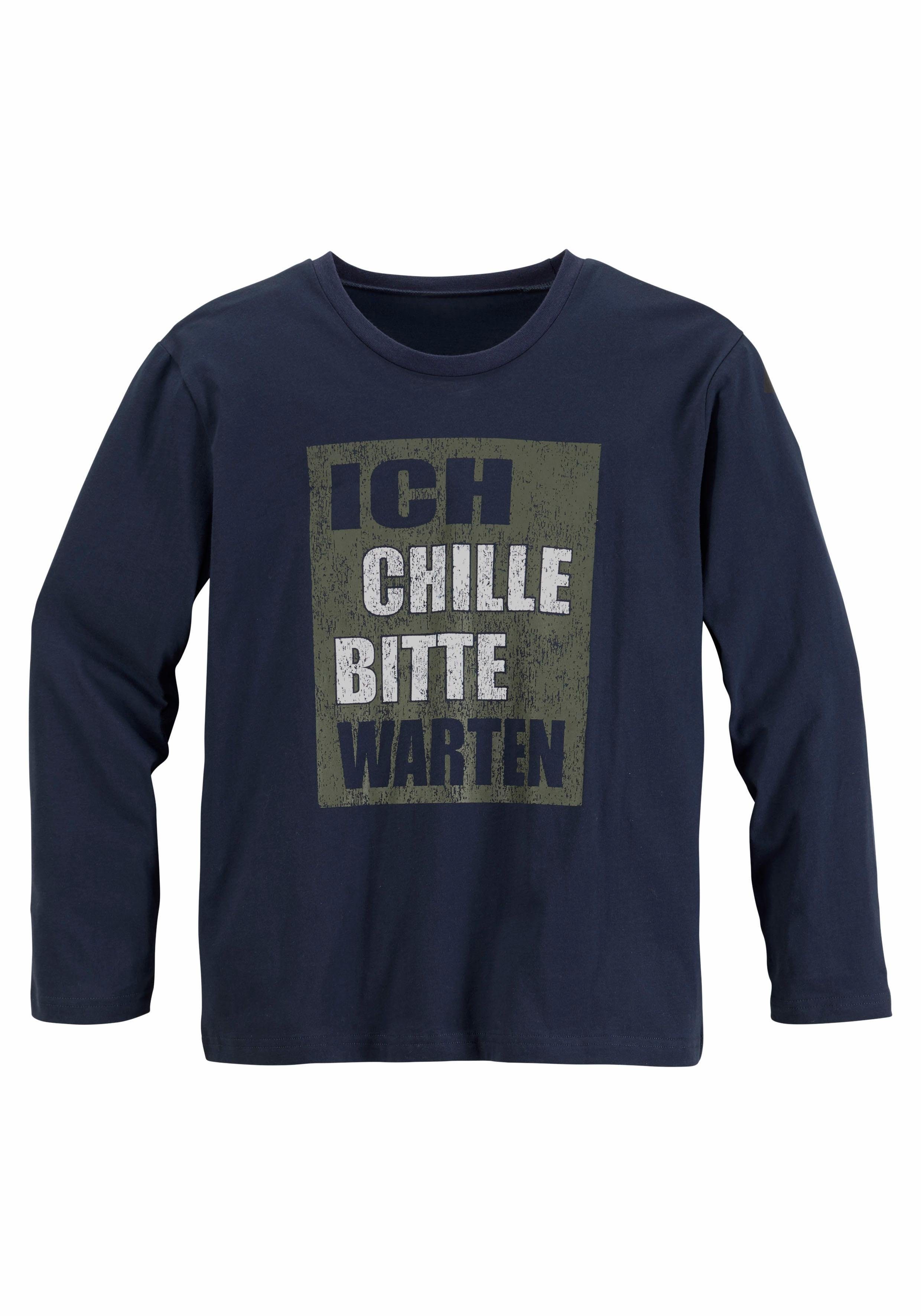 AUTHENTIC LE JOGGER Pyjama Pyjama met spreuk "Ik chill, wacht even" (2-delig, 1 stuk)