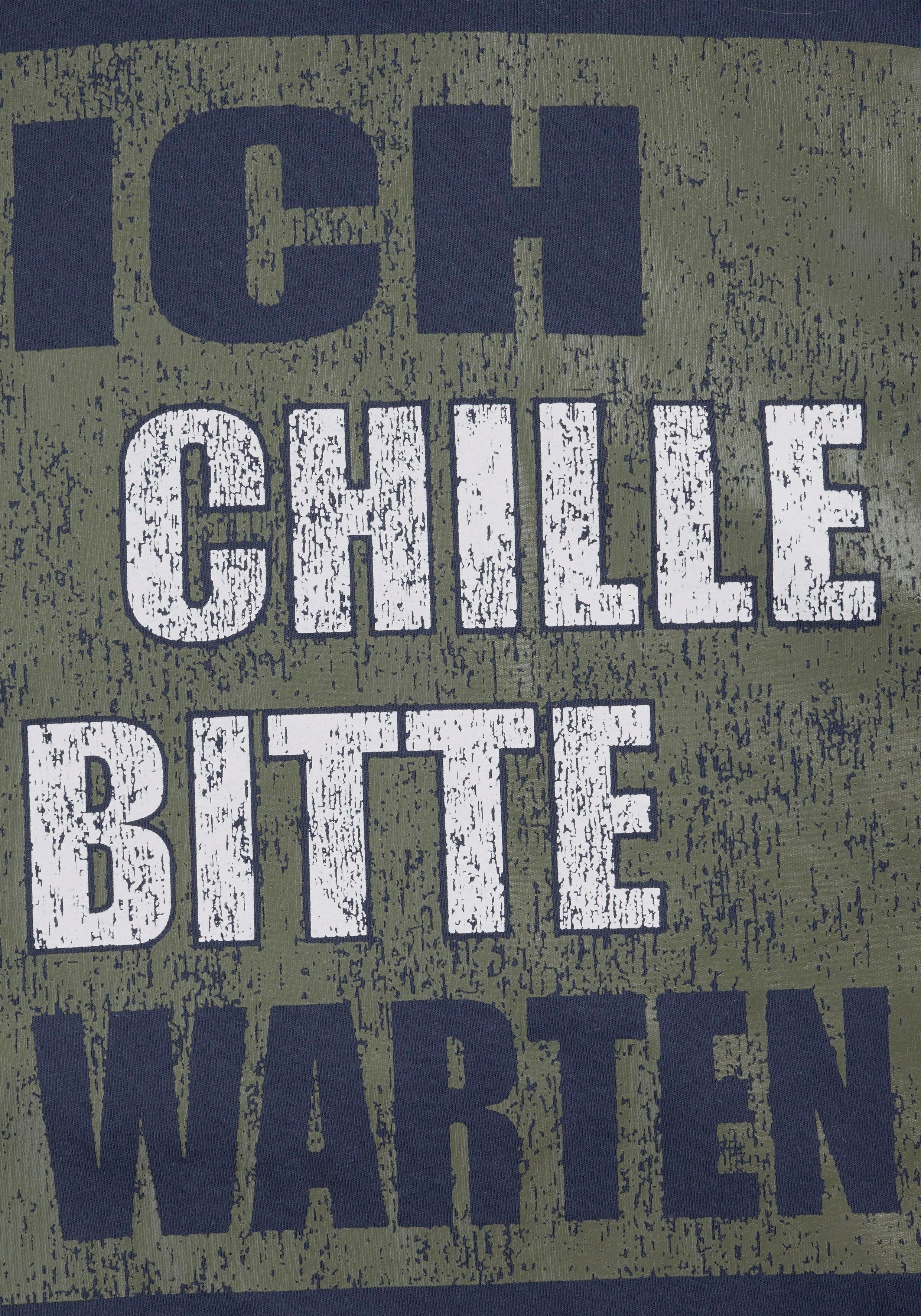 AUTHENTIC LE JOGGER Pyjama Pyjama met spreuk "Ik chill, wacht even" (2-delig, 1 stuk)