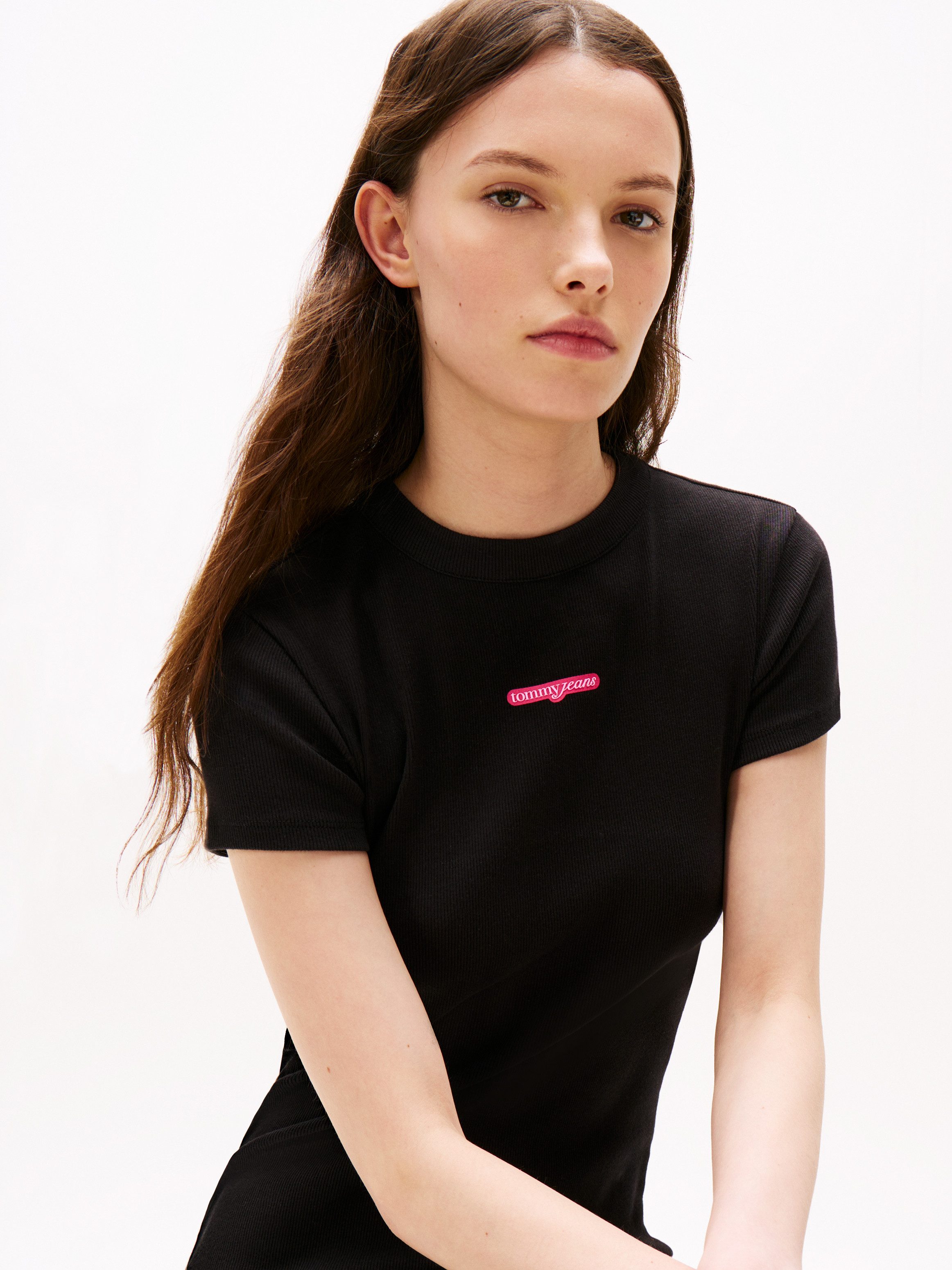 TOMMY JEANS Jerseyjurk TJW SCRIPT MINI RIB DRESS EXT