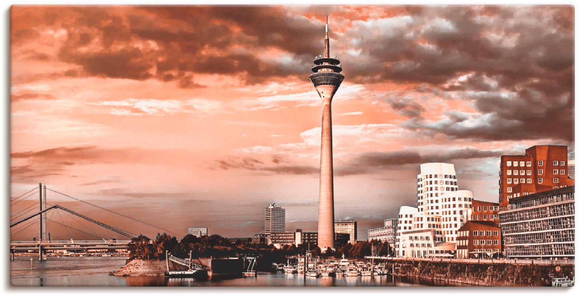 Artland Artprint Düsseldorf skyline III in vele afmetingen & productsoorten -artprint op linnen, poster, muursticker / wandfolie ook geschikt voor de badkamer (1 stuk)