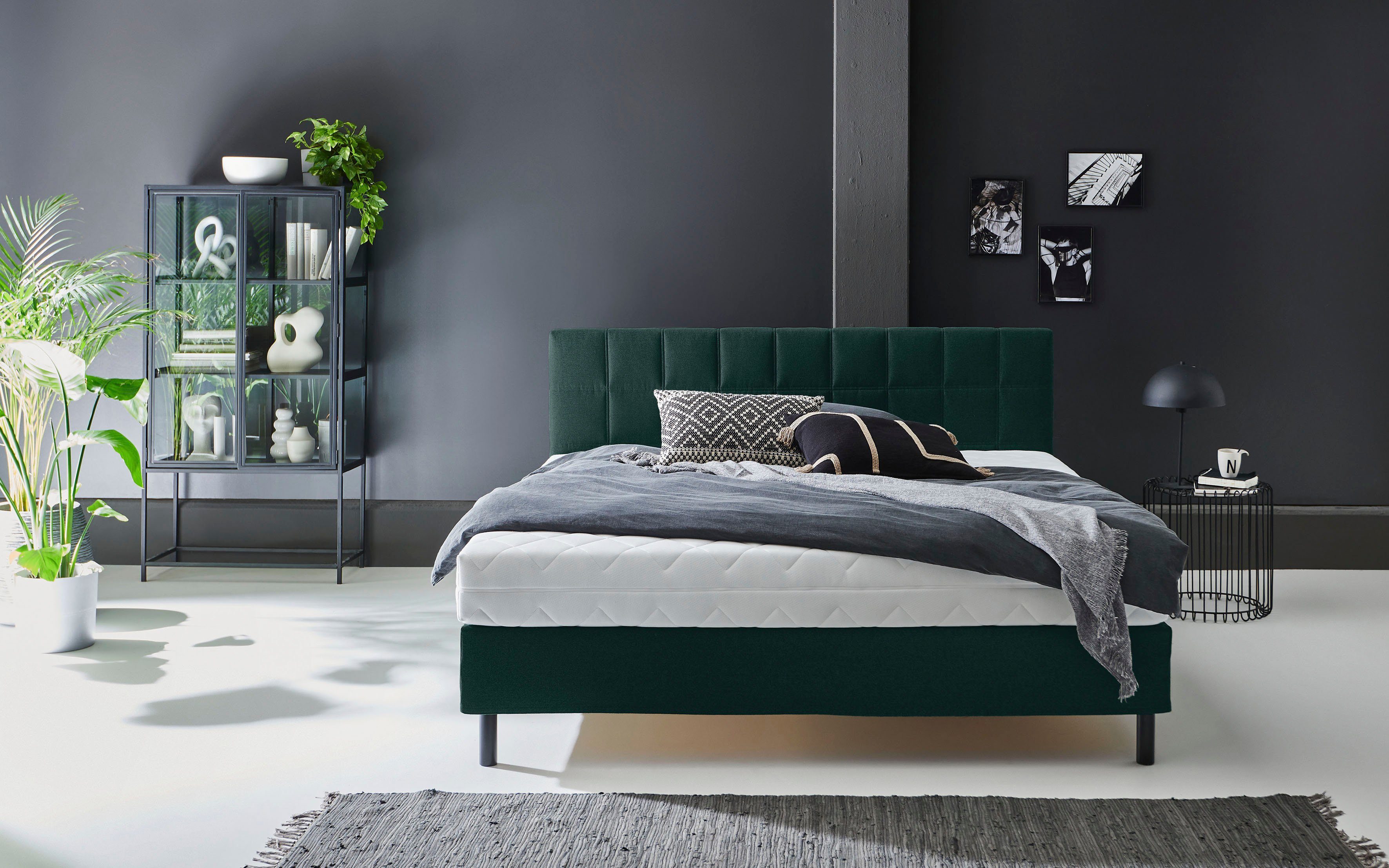 ATLANTIC home collection Boxspring NIKOLA Massief houten poten, met/zonder matras, verkrijgbaar in H2 en H3