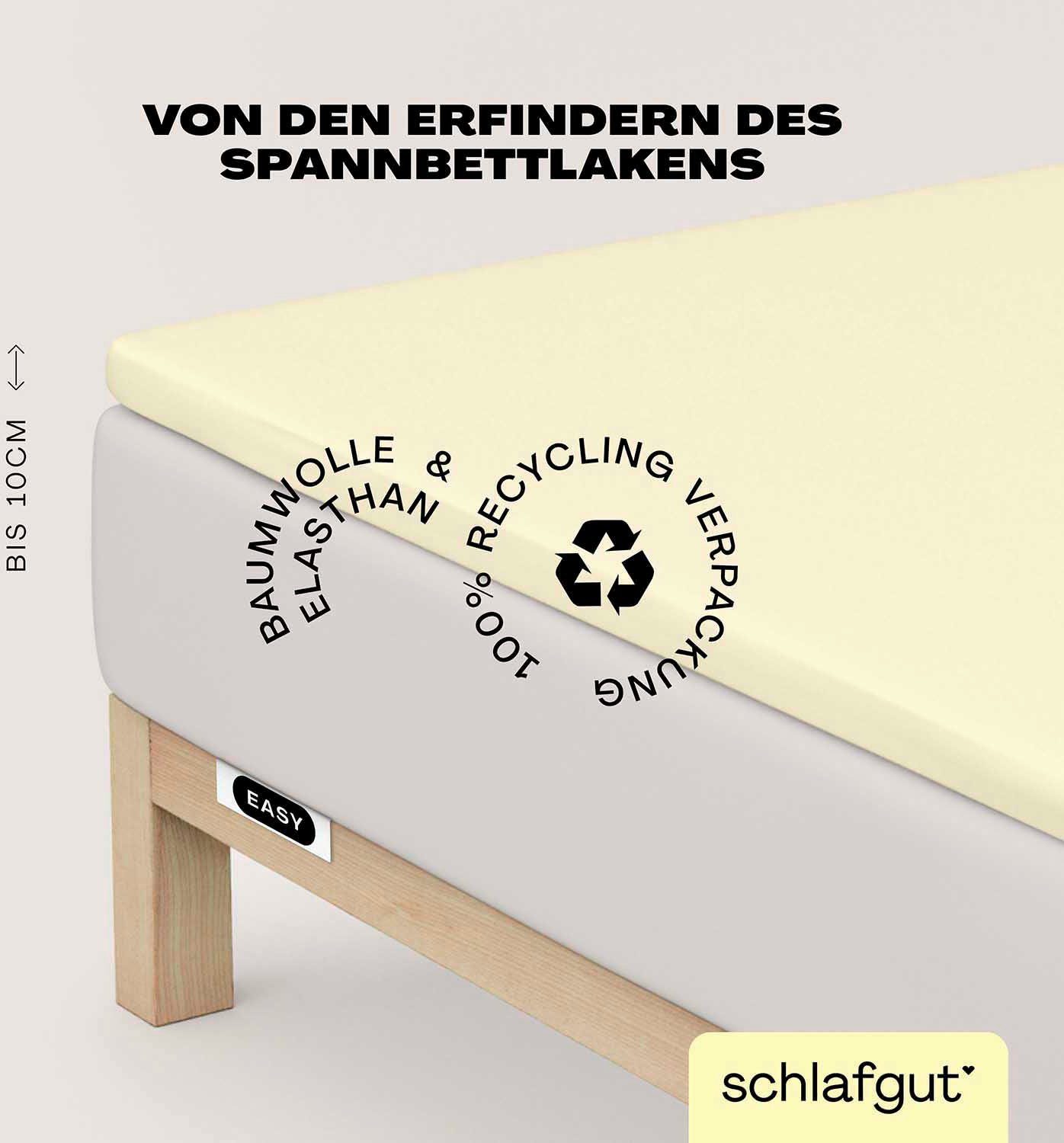 Schlafgut Hoeslaken EASY jersey elastaan topper (1 stuk) hoeslakens maat 120-130 cm x 200-220 cm geel