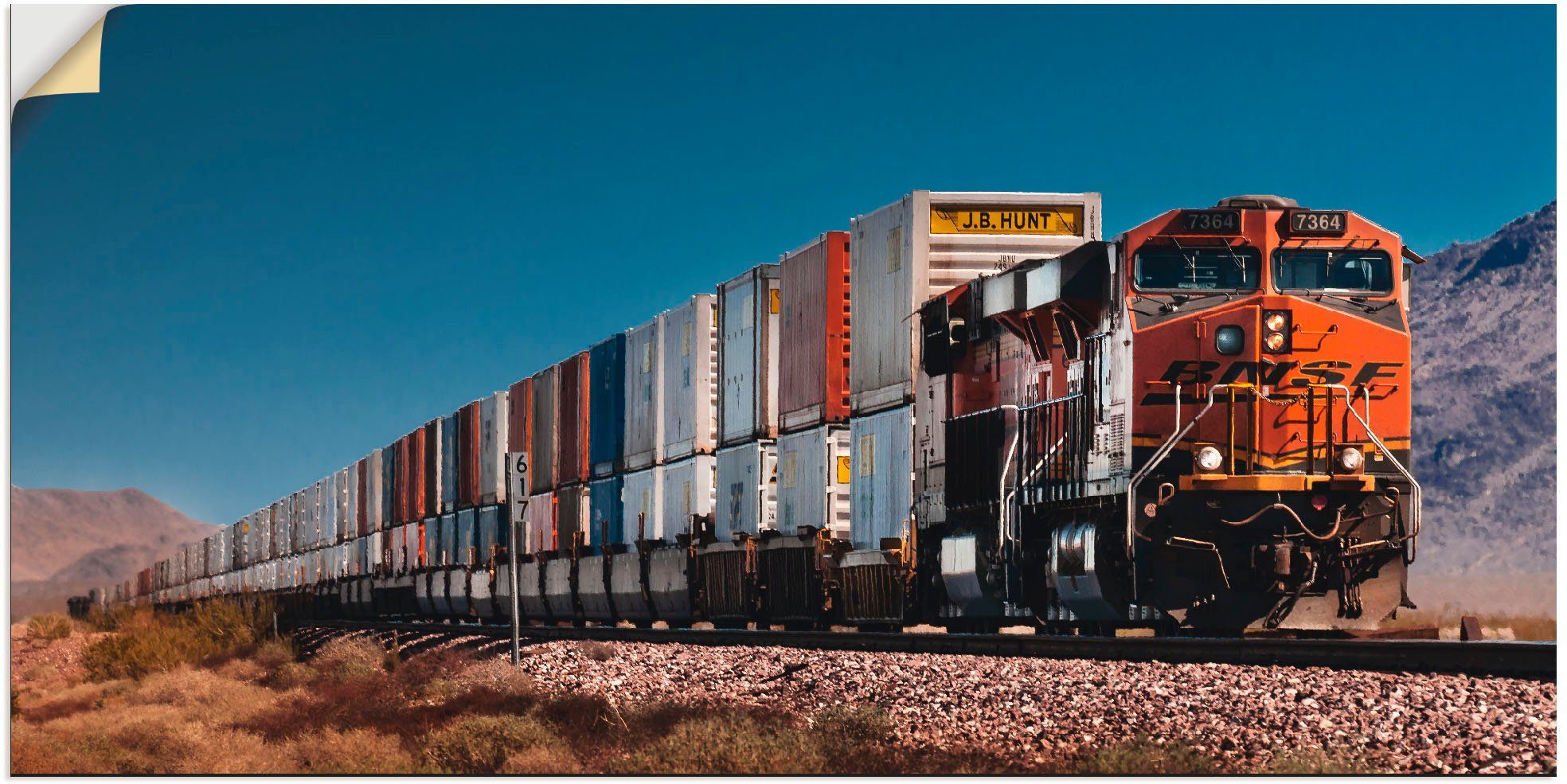 Artland Artprint Goederentrein BNSF Californië in vele afmetingen & productsoorten - artprint van aluminium / artprint voor buiten, artprint op linnen, poster, muursticker / wandfo