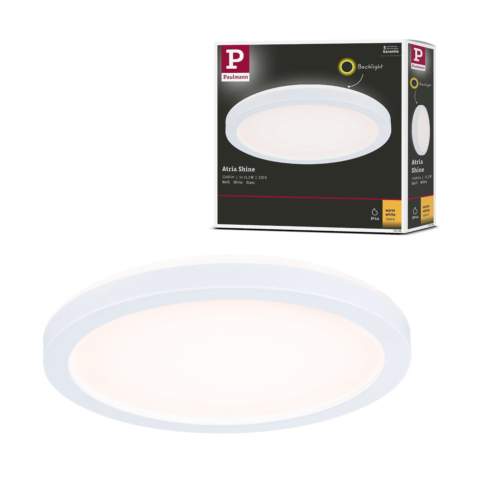 Paulmann Led-paneel Atria Shine IP44 rond 190mm 11,2W 850lm 3000K (1 stuk)