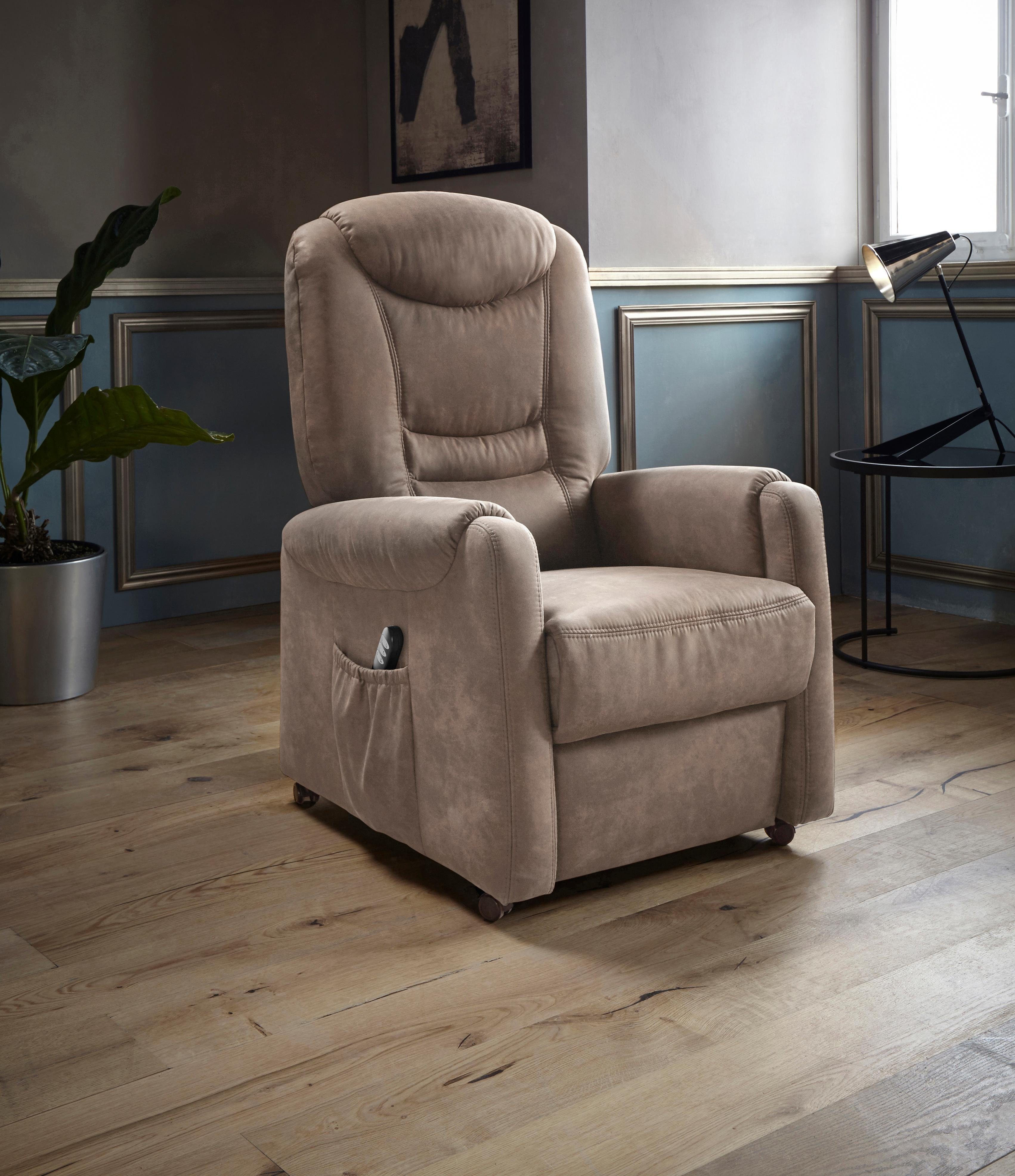 sit&more Relaxfauteuil Morten in maat m, naar keuze met motor en opstahulp (set) tv-fauteuils maat Luxe-microvezel bruin