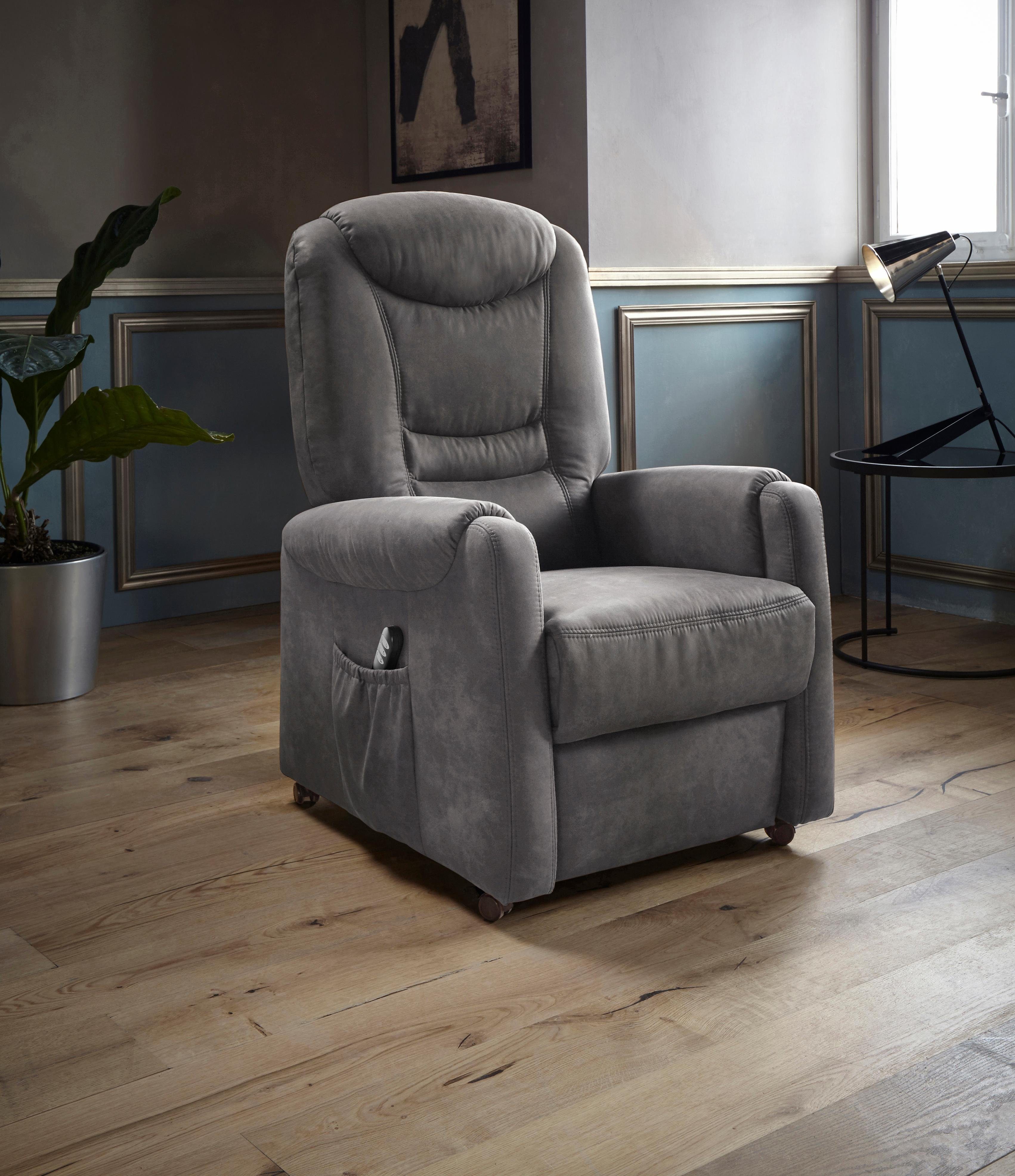sit&more Relaxfauteuil Morten in maat m, naar keuze met motor en opstahulp (set) tv-fauteuils maat Luxe-microvezel grijs
