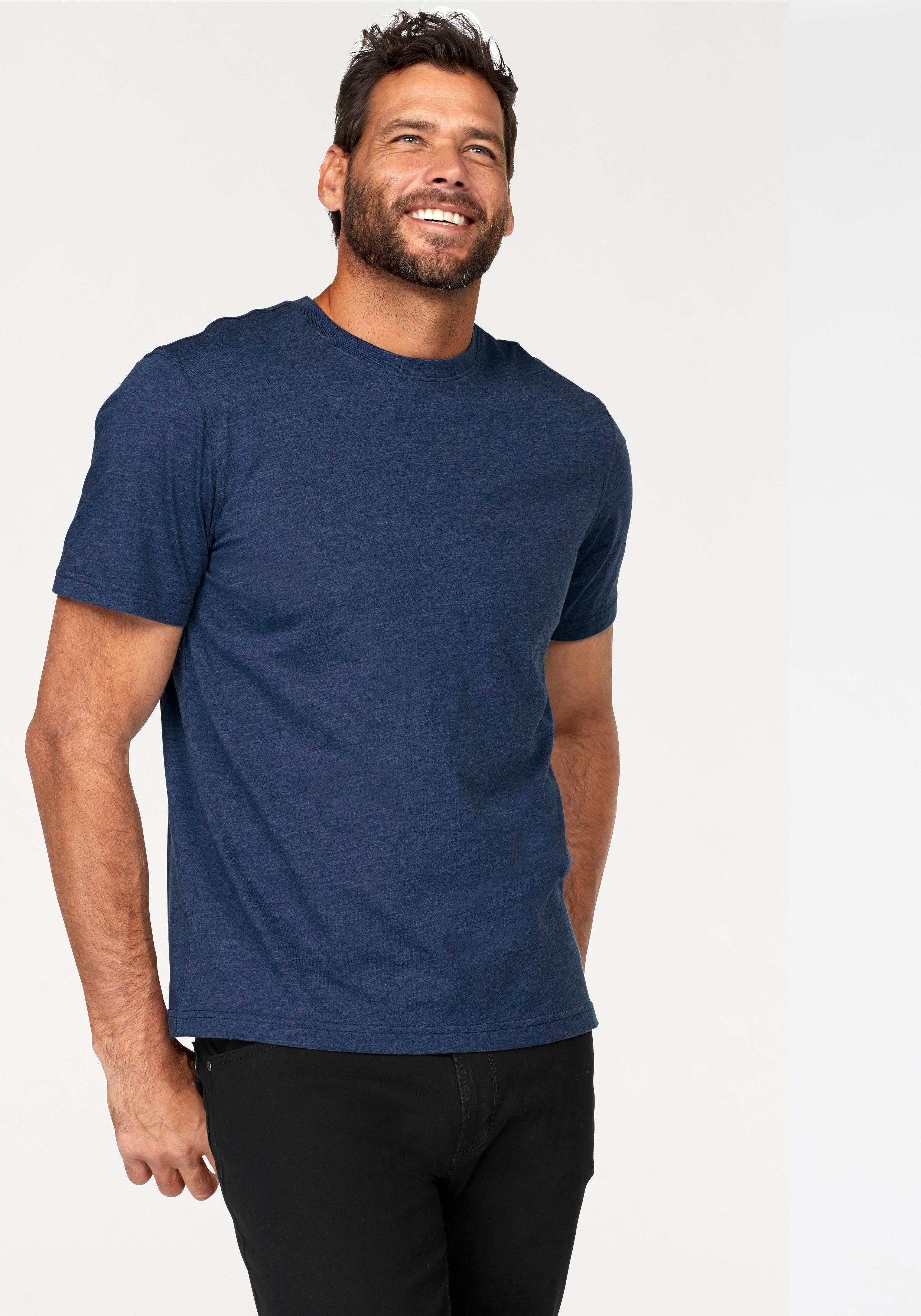 Man's World Shirt met ronde hals Korte mouwen, basic stijl, van katoenmix, 2-pack (2-delig, Set van 2)