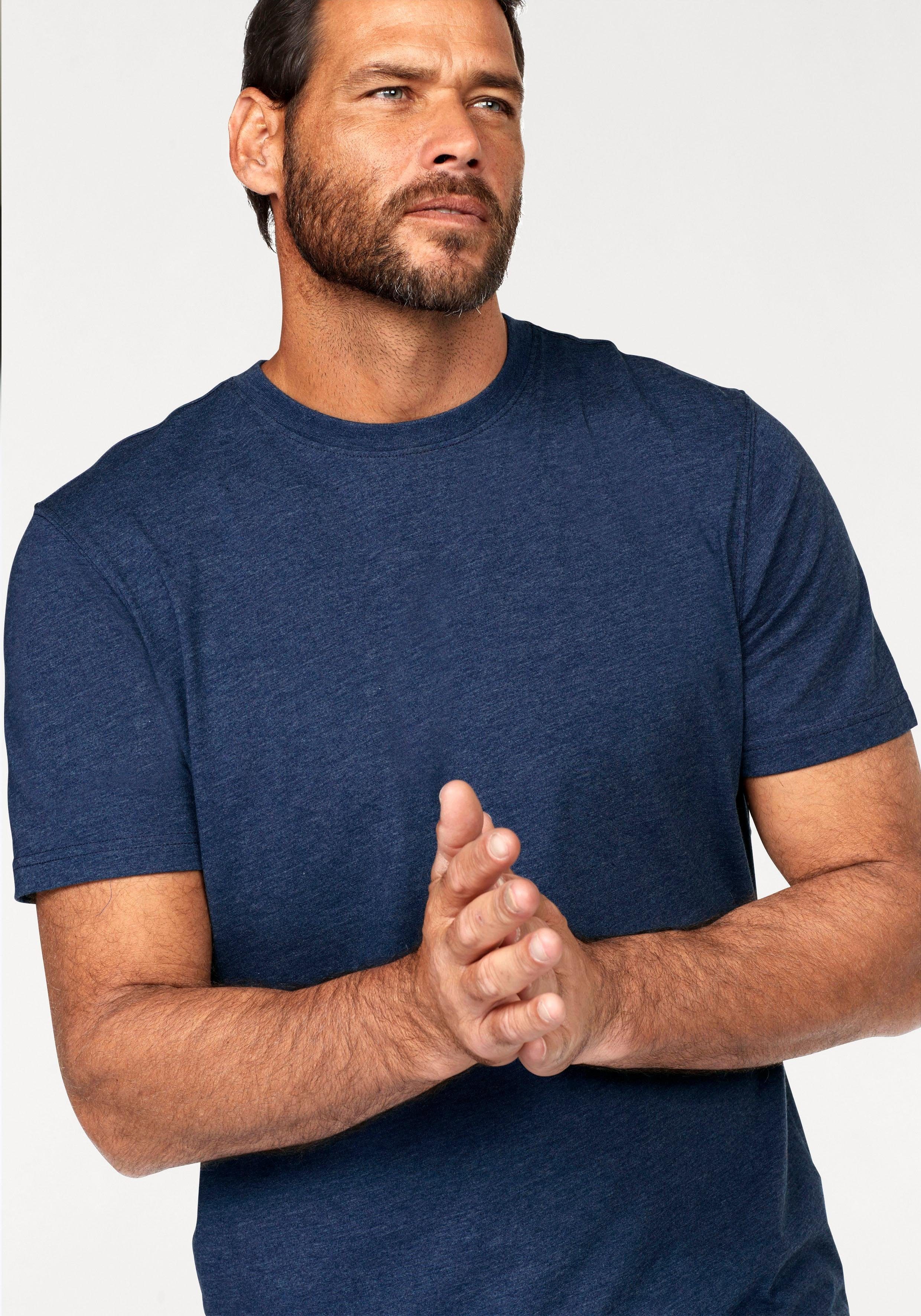 Man's World Shirt met ronde hals Korte mouwen, basic stijl, van katoenmix, 2-pack (2-delig, Set van 2)