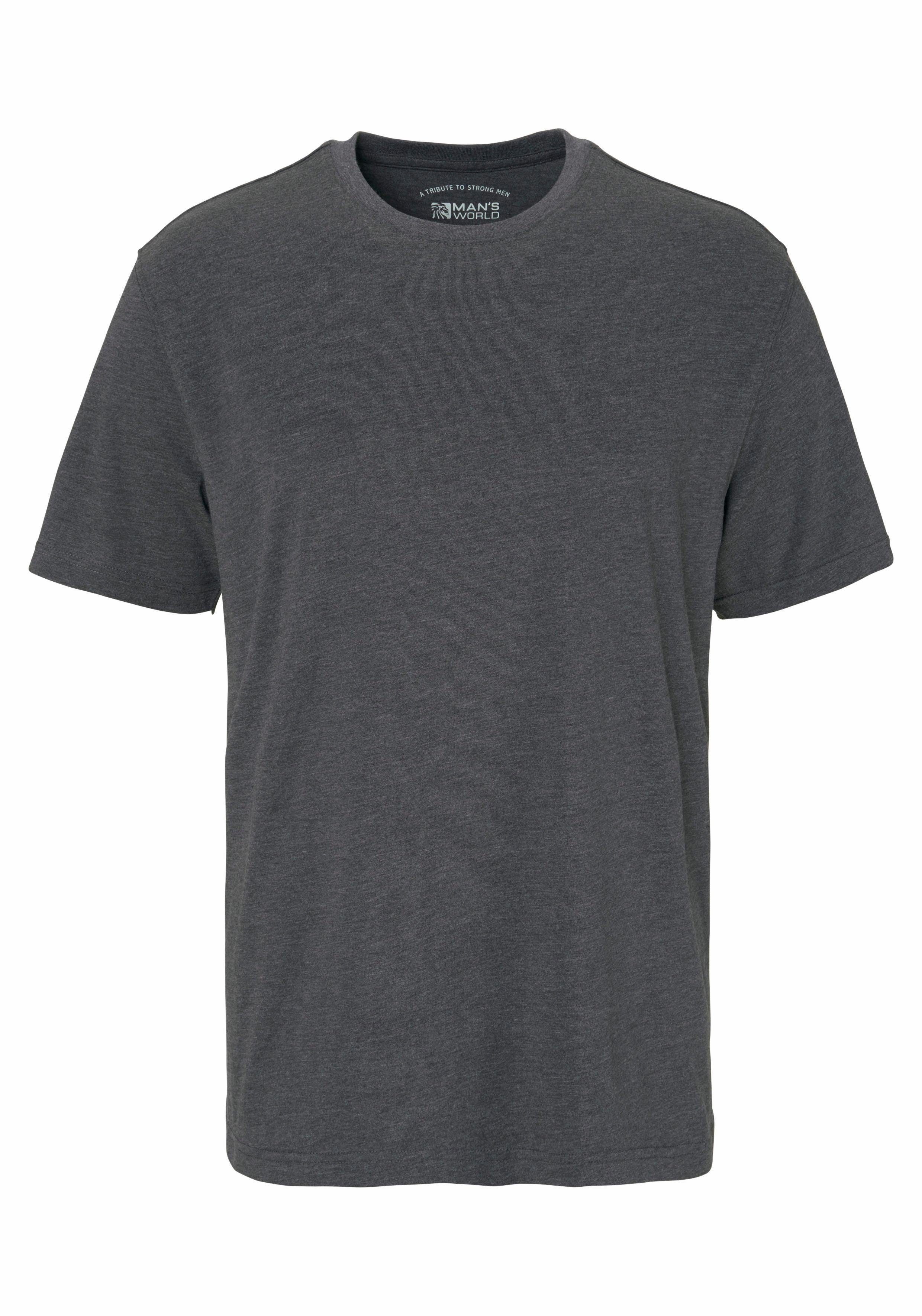 Man's World Shirt met ronde hals Korte mouwen, basic stijl, van katoenmix, 2-pack (2-delig, Set van 2)