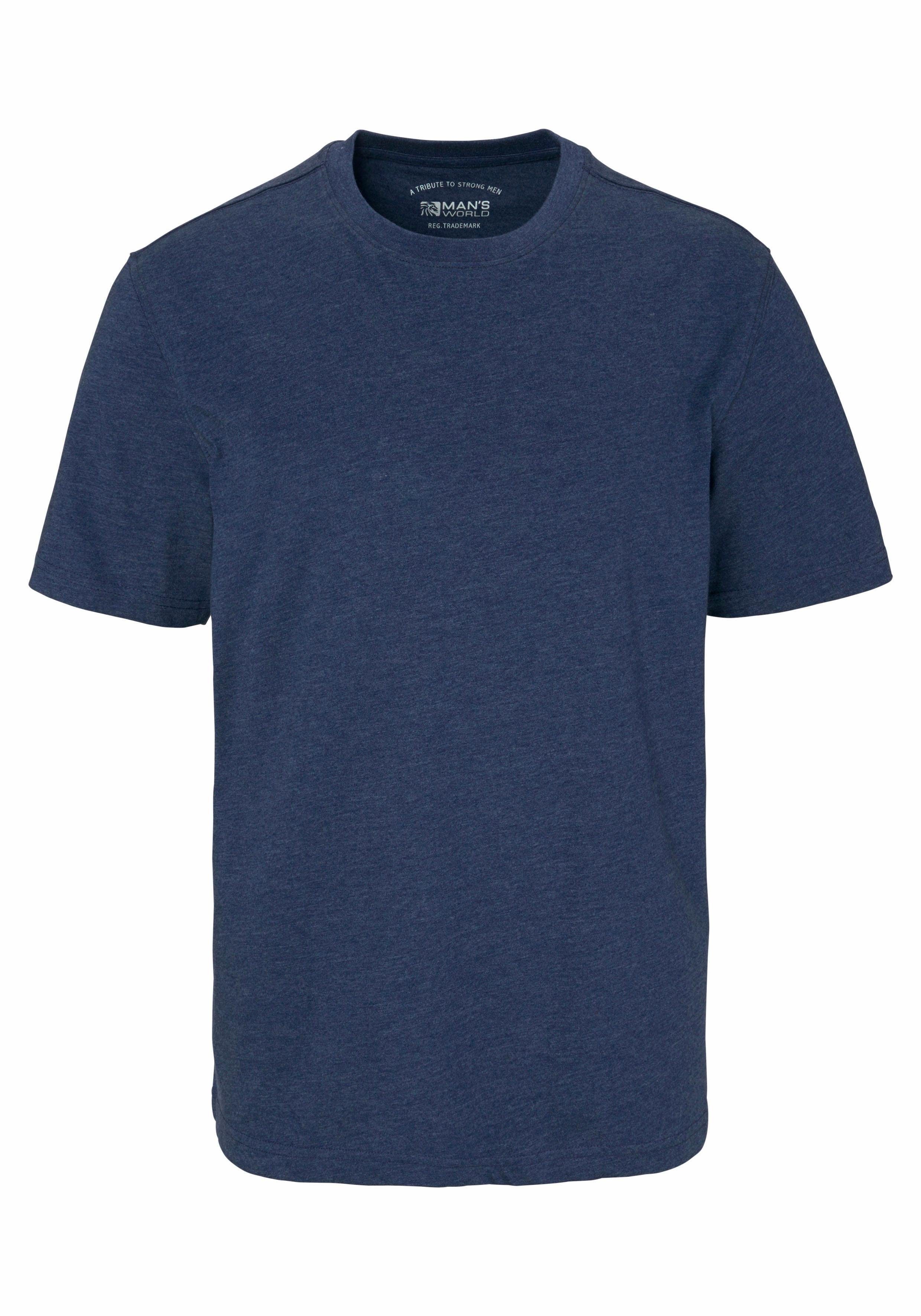 Man's World Shirt met ronde hals Korte mouwen, basic stijl, van katoenmix, 2-pack (2-delig, Set van 2)