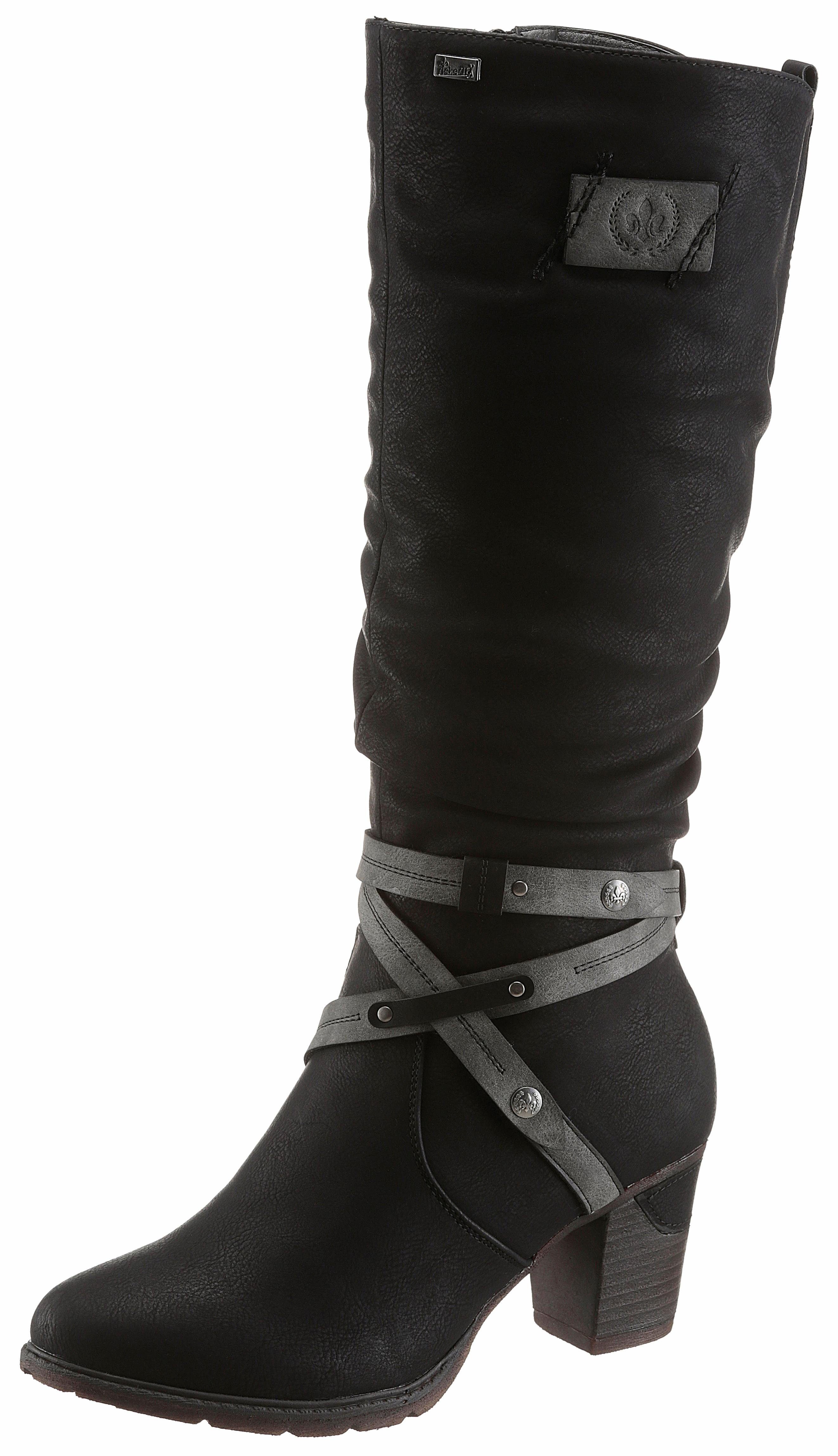 Rieker Winterlaarzen , blokhak, rieker tex-membraan, met stijlvolle decoratieve band