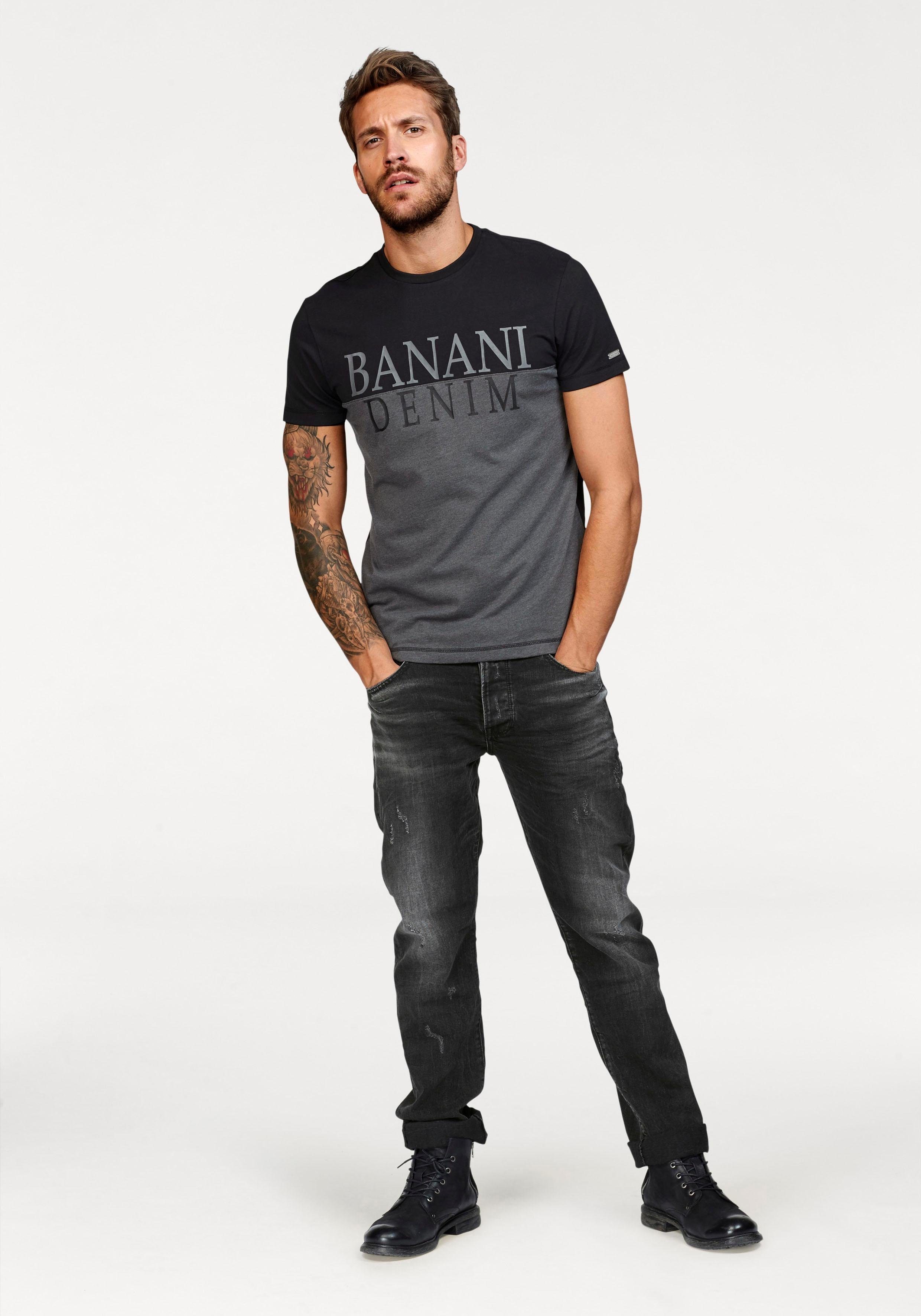 Bruno Banani T-shirt korte mouw, smal gesneden, casual-stijl, van katoen