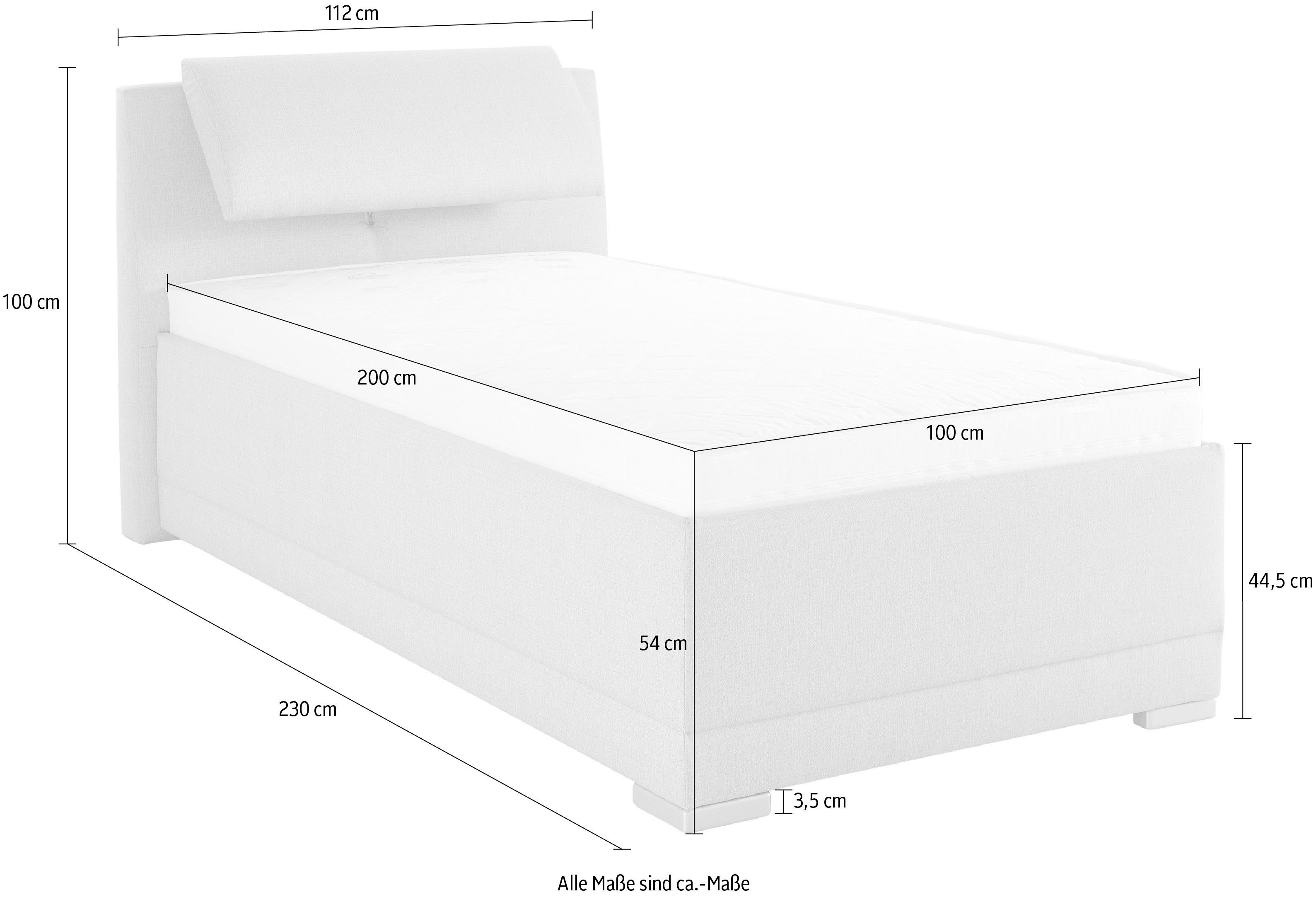 Maintal Gestoffeerd bed Oderzo met bedkist, verstelbare hoofdsteun, matrassen in h2 of h3 ter keuze