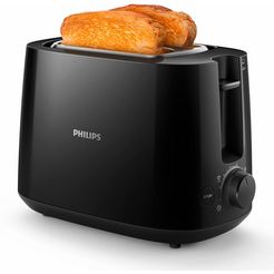 philips toaster hd2581-90 daily collection geïntegreerde opzethouder voor broodjes, 8 bruiningsgraden, zwart zwart