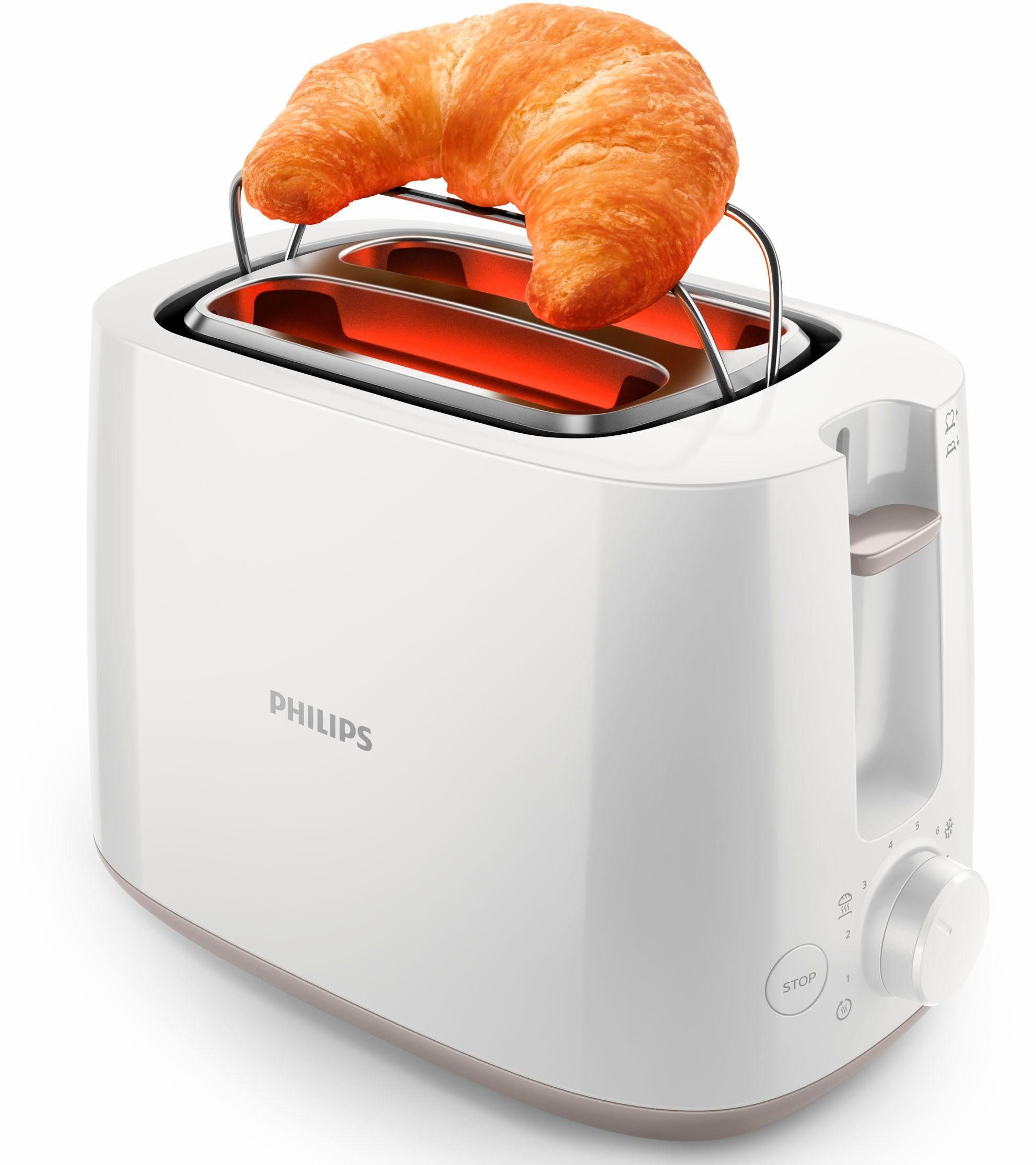 Philips Toaster HD2581/00 geïntegreerde opzethouder voor broodjes, wit