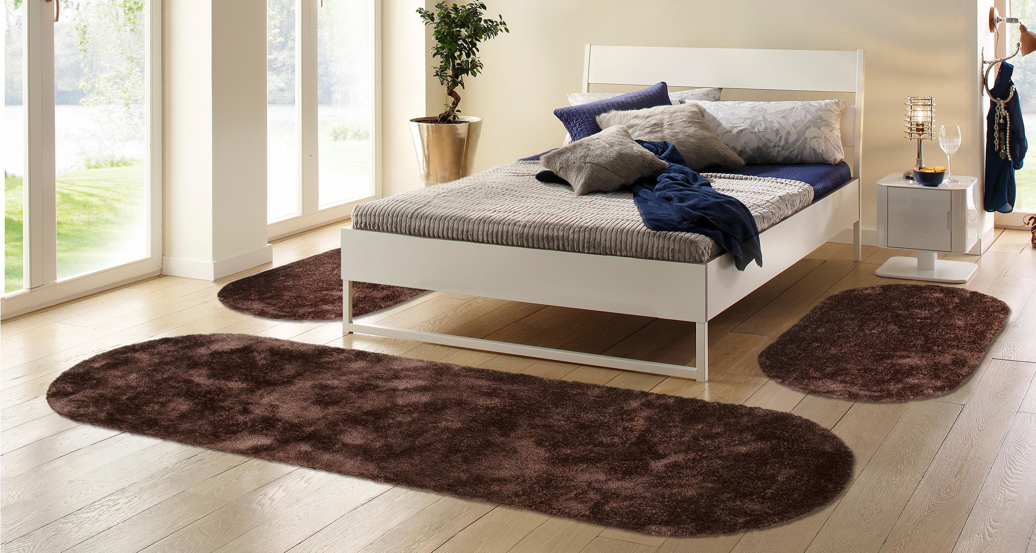 Bruno Banani Set slaapkamerkleedjes met hoge pool Dana tapijt, klantenfavoriet unikleur, microvezel, gemakkelijk in onderhoud, slaapkamerkleed, slaapkamer