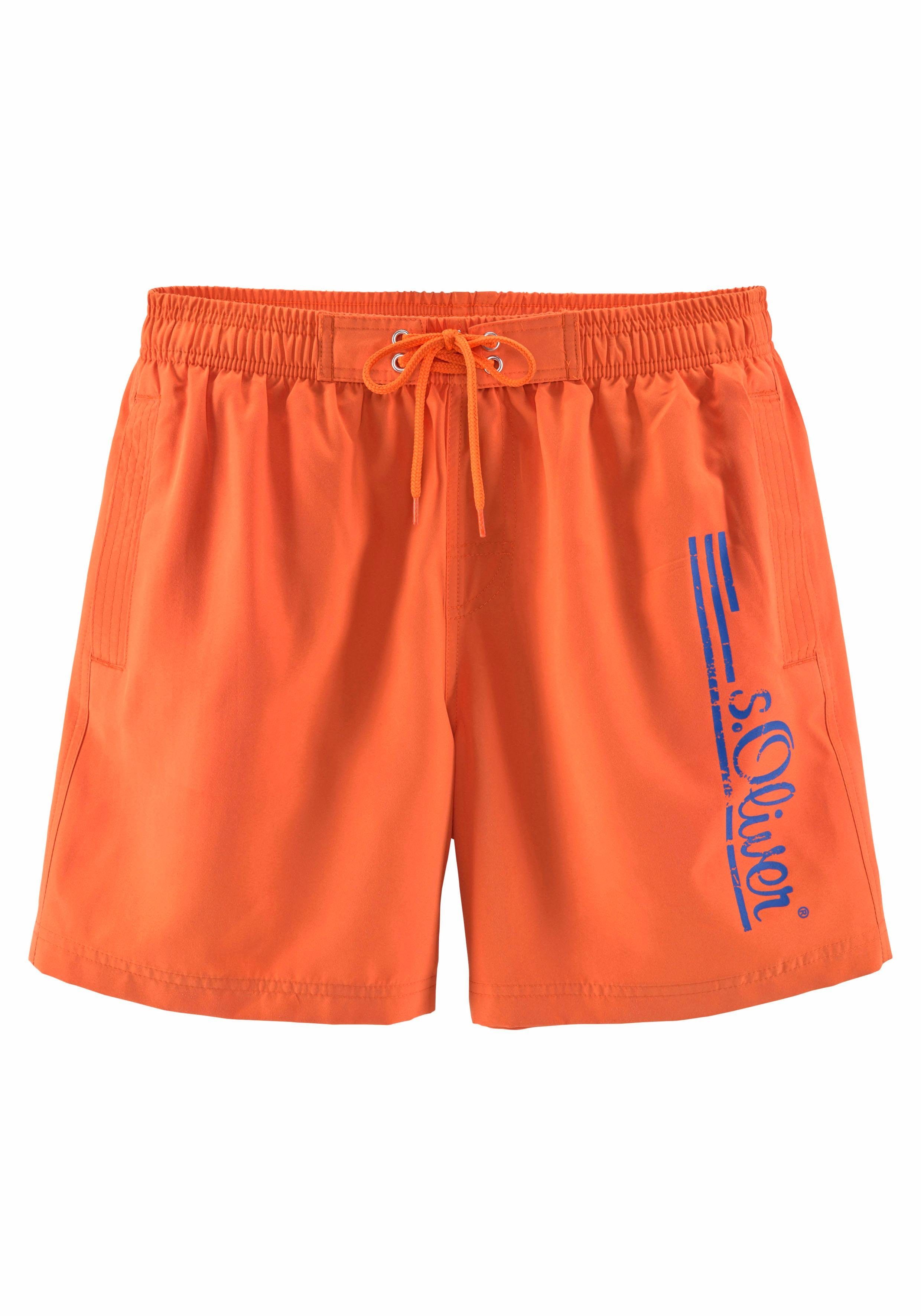 s.Oliver RED LABEL Beachwear Zwemshort Philip met logoprint in used look