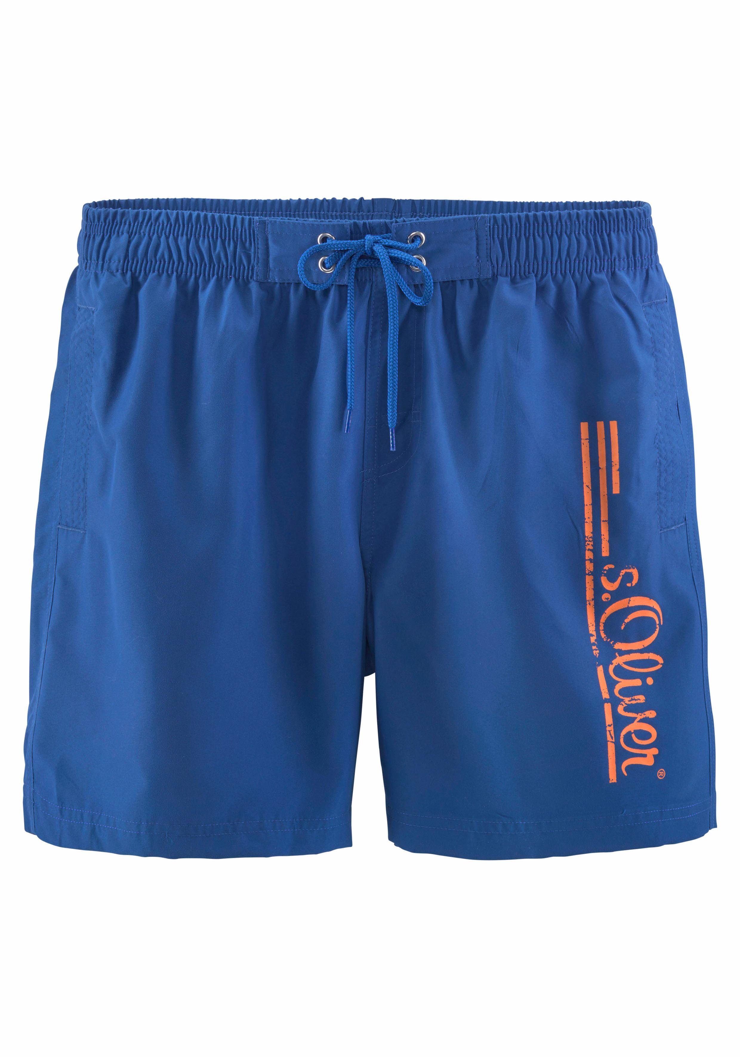 s.Oliver RED LABEL Beachwear Zwemshort Philip met logoprint in used look