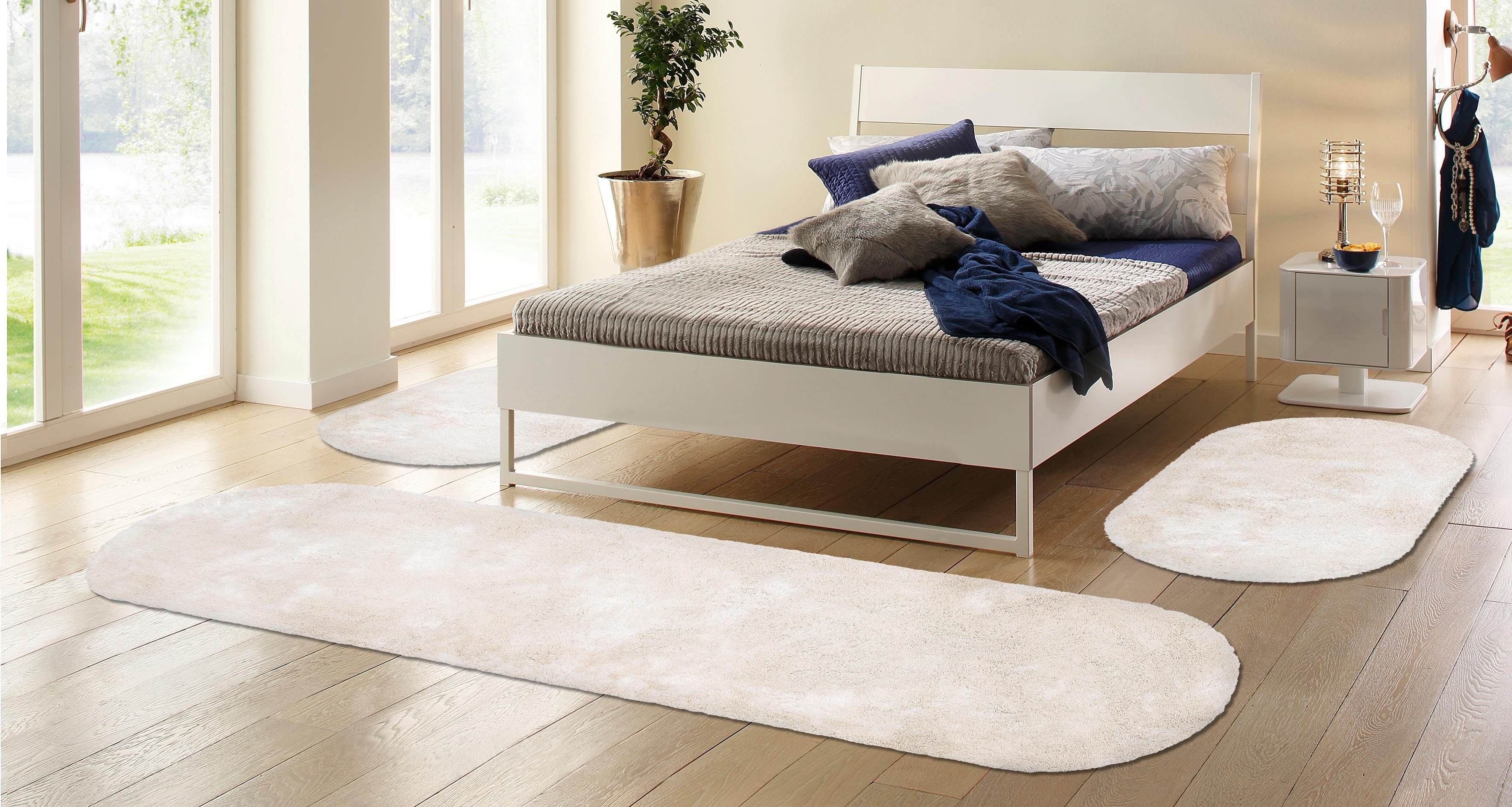 Bruno Banani Set slaapkamerkleedjes met hoge pool Dana tapijt, klantenfavoriet unikleur, microvezel, gemakkelijk in onderhoud, slaapkamerkleed, slaapkamer