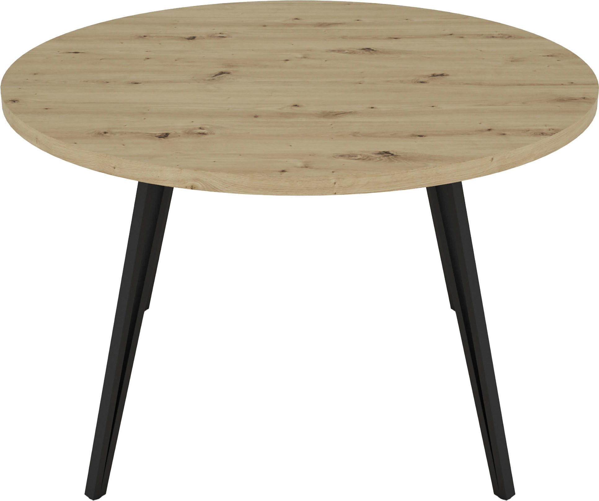 byLIVING Eettafel MARTA met 120 cm ronde tafelblad in artisan eiklook en metalen poten (1 stuk)