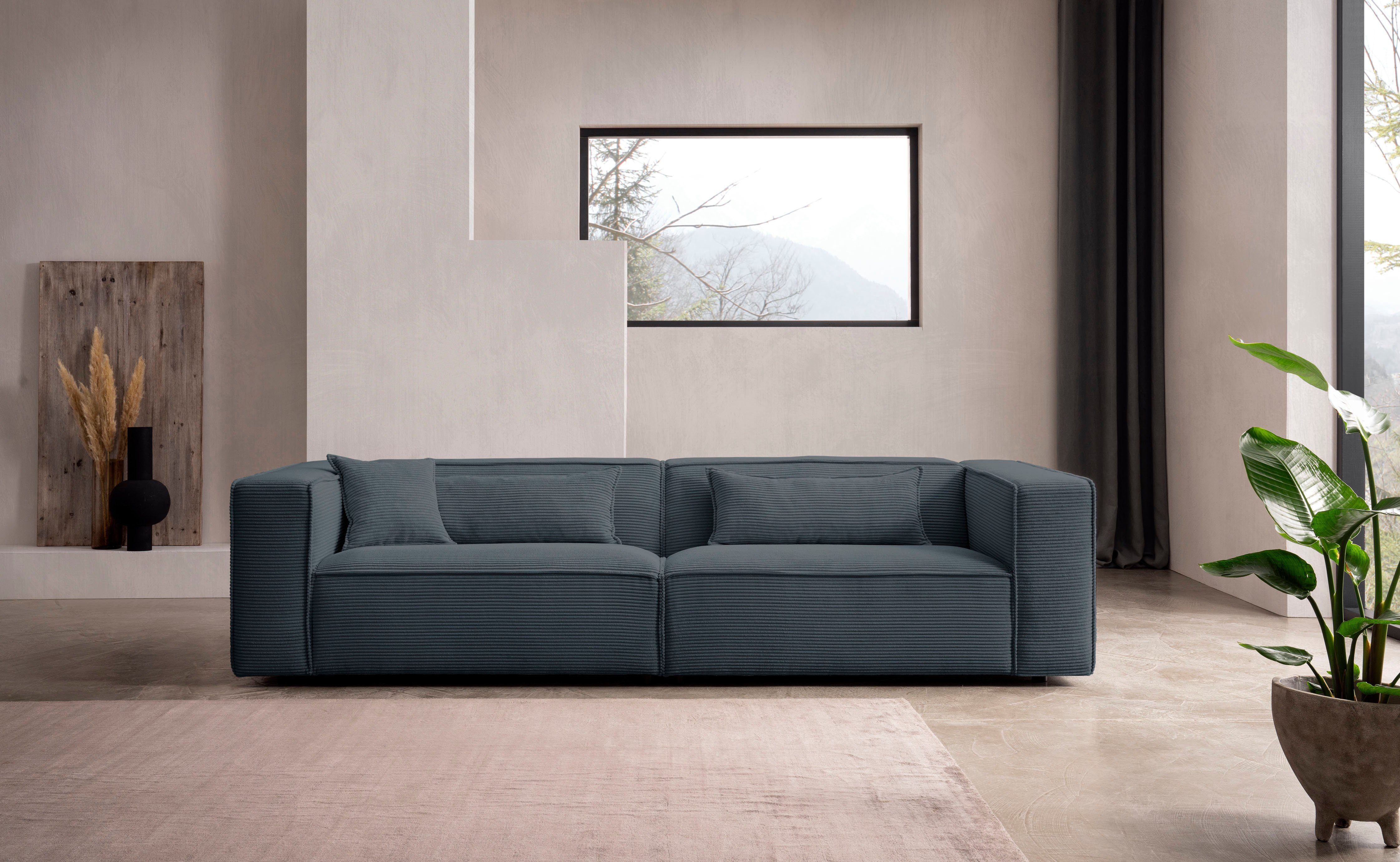 LeGer Home by Lena Gercke 3-zitsbank PIARA, bank met biesnaad, sofa in cord of linnenlook