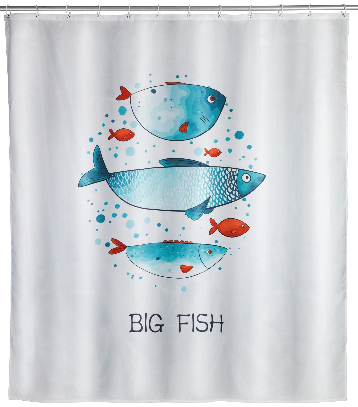 WENKO Douchegordijn Big Fish Hoogte 200 cm, textiel (polyester)