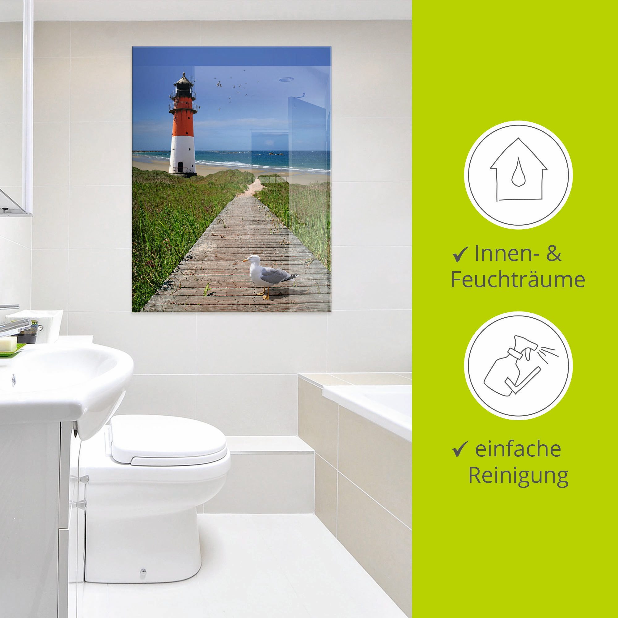 Artland Print op glas De weg naar zee in verschillende maten