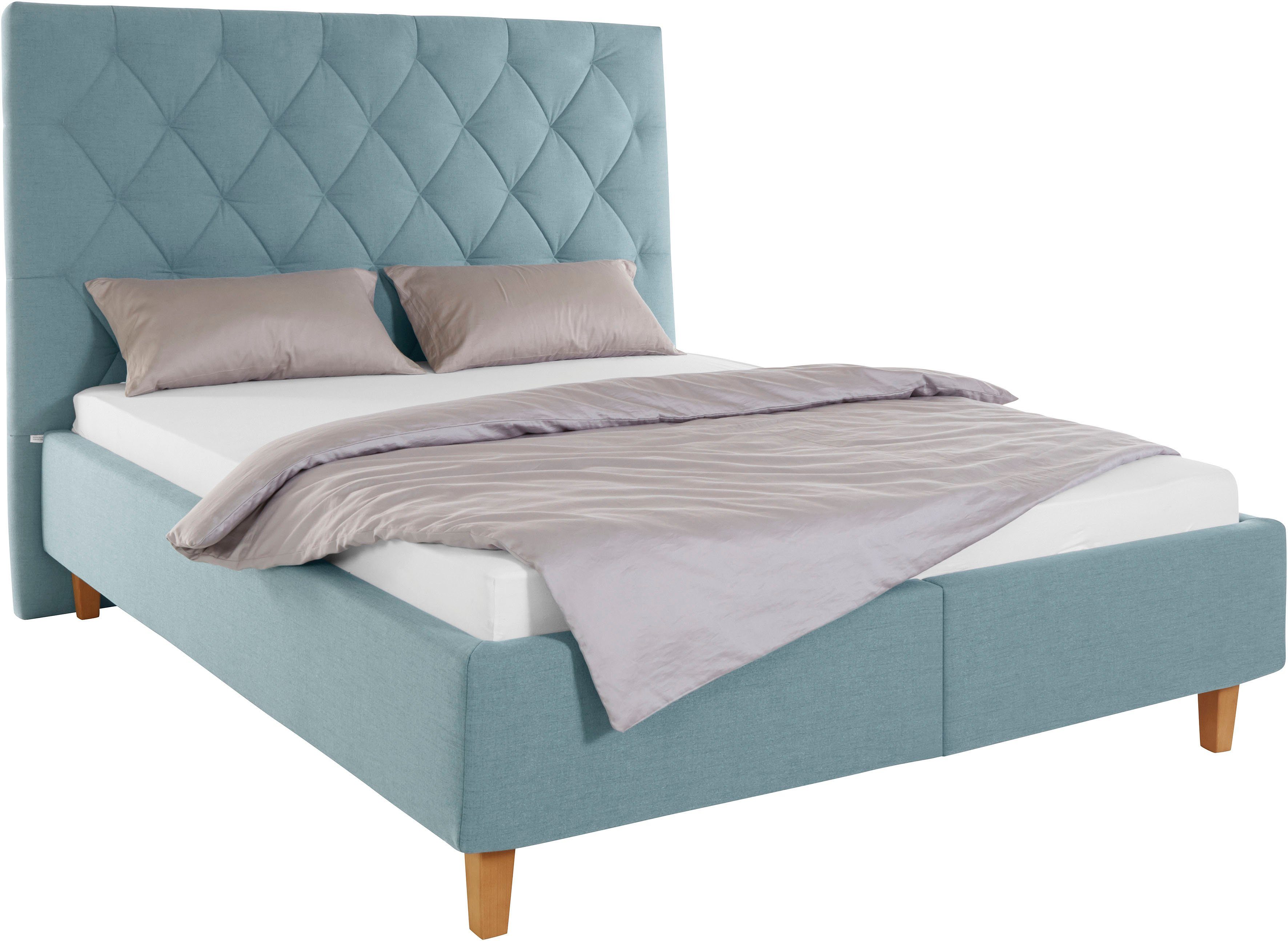 Guido Maria Kretschmer Home&Living Gestoffeerd bed Sunley 140 Kruisstiksel, hoofdbordhoogte 142 cm, zonder of met matras/lattenbodem