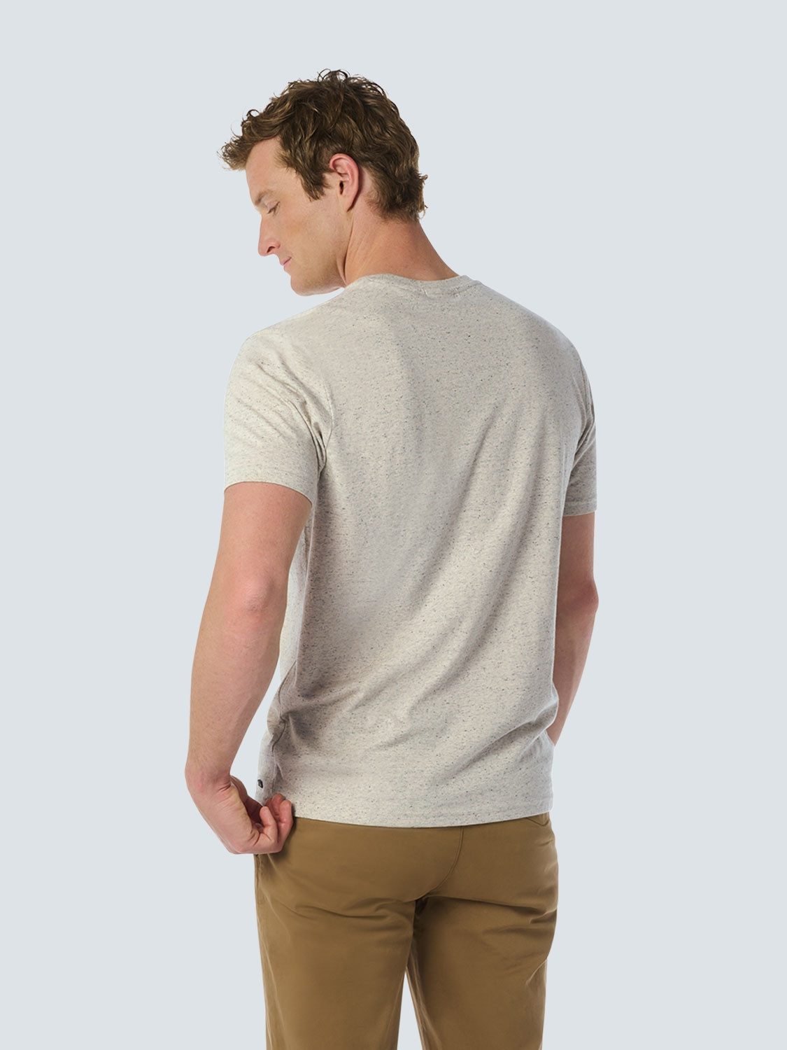 NO EXCESS T-shirt met borstzak in gemêleerde uitstraling